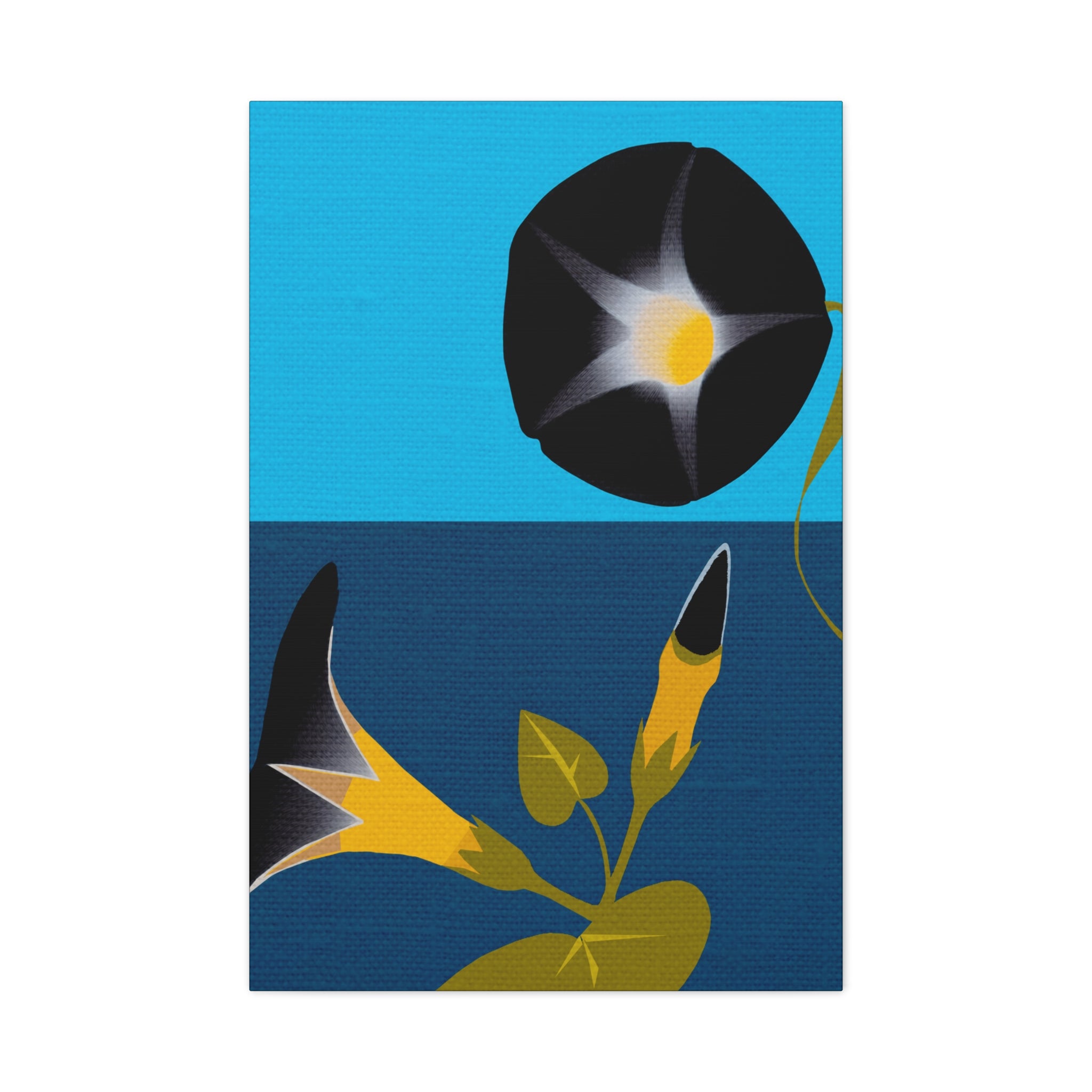 Midwest Modern Abstract Morning Glory Floral Plant Print - Matte Canvas, Stretched, 1.25"
