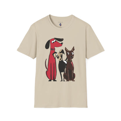 Retro Dog Trio Graphic Art - 100% Cotton T-Shirt