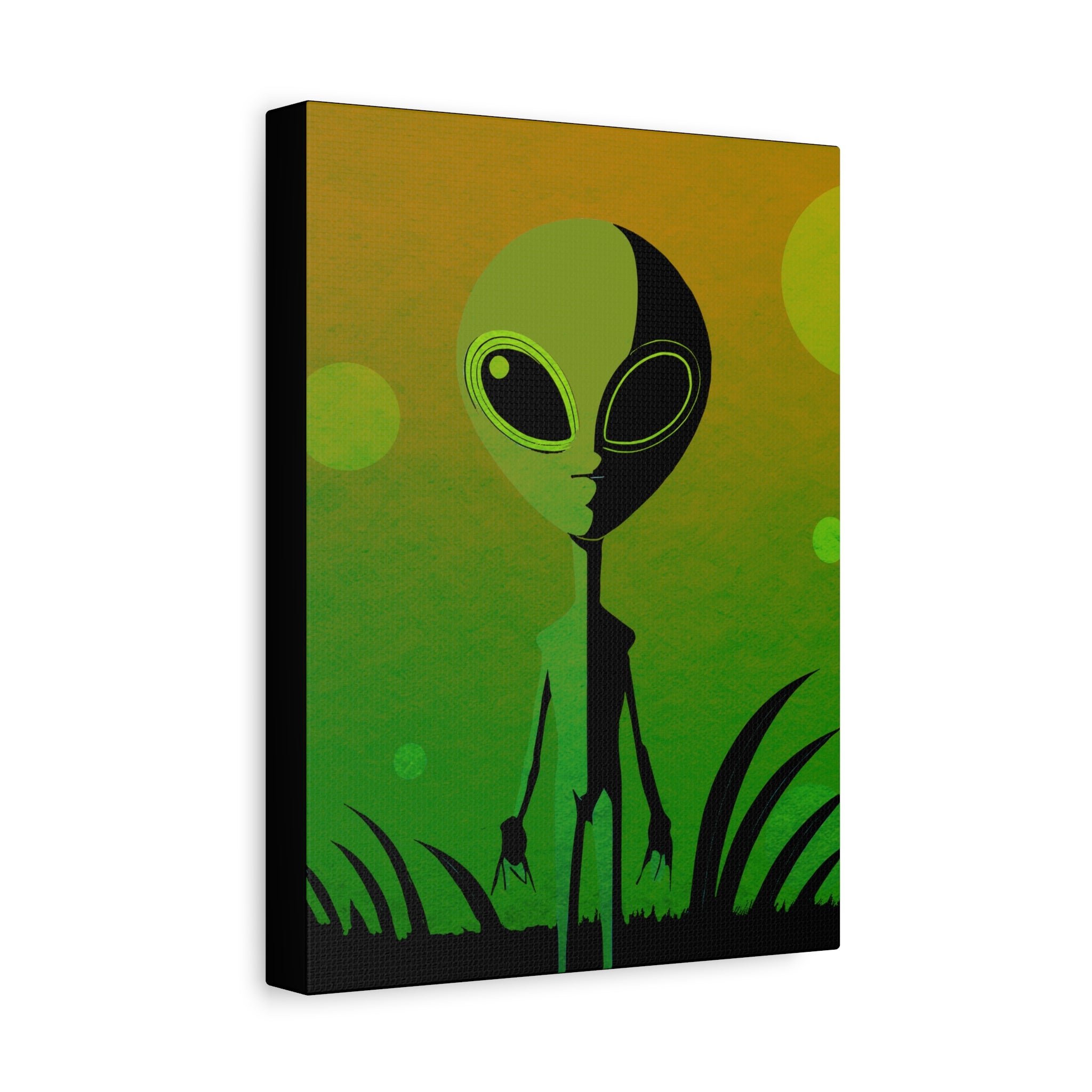 Halloween Seasonal Midwest Mod Green Gradient Martian Alien Art Print  - Matte Canvas, Stretched, 1.25"