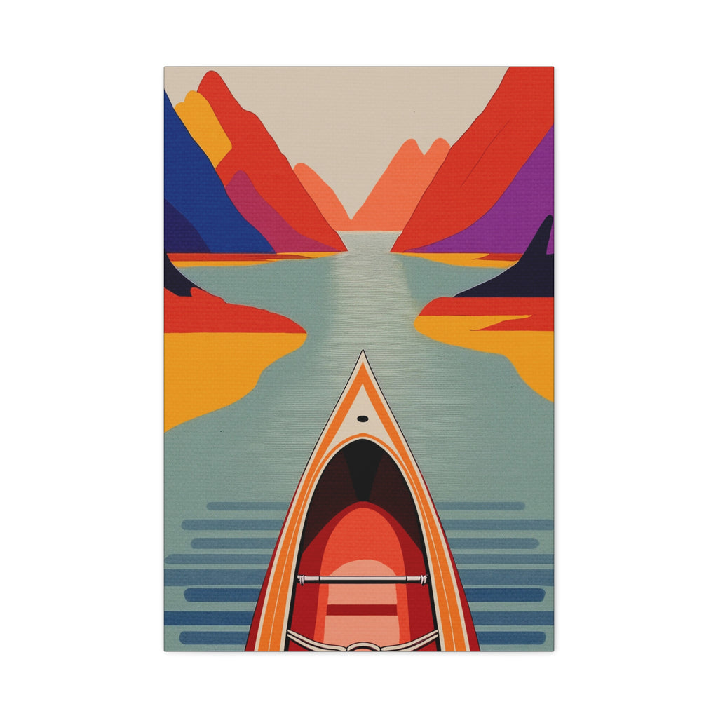 Midwest Modern Outdoor Activity Canoe Art Print - Matte Canvas, Stretched, 1.25"