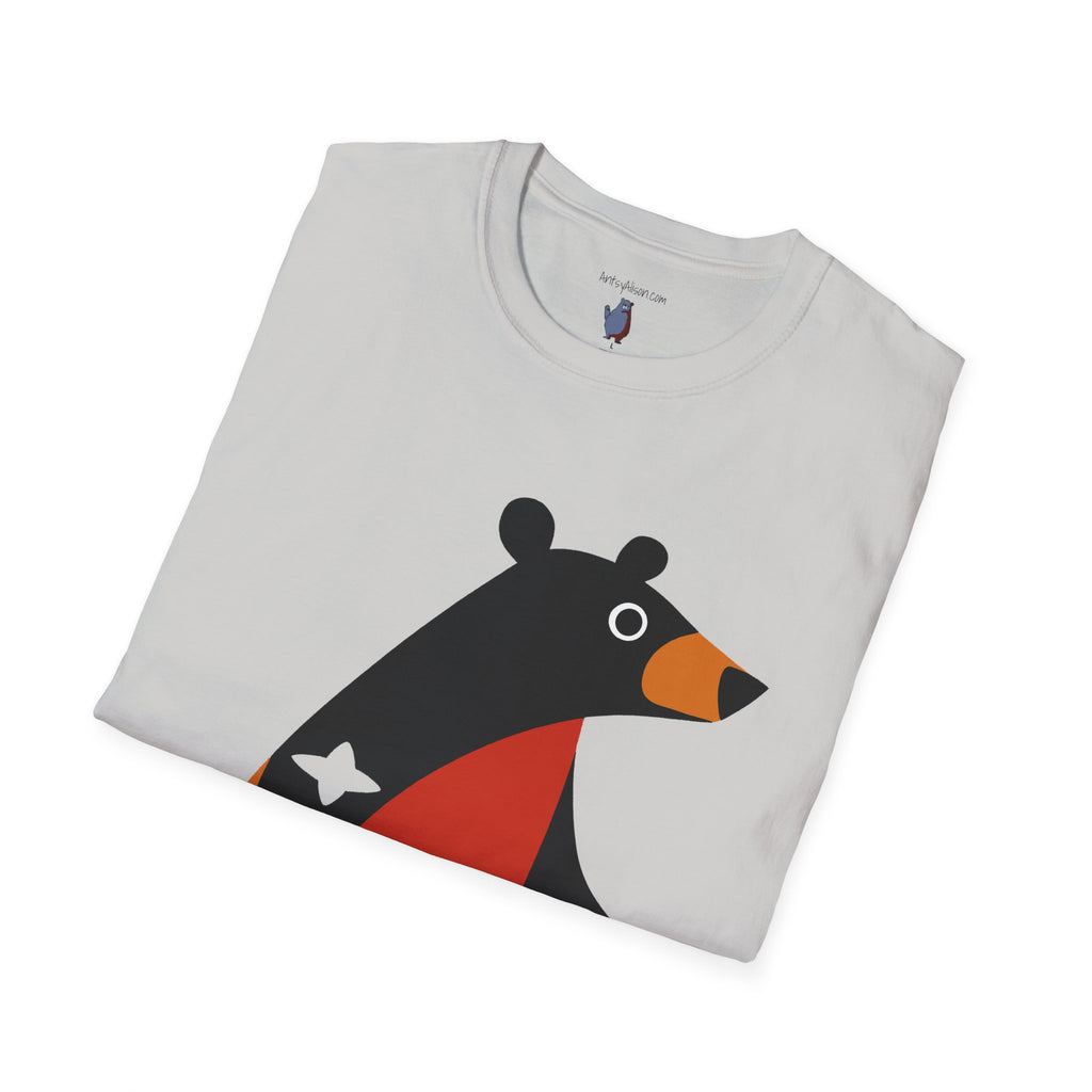 Mod Diamond Black Bear Graphic Art Tee - 100% Cotton T-Shirt