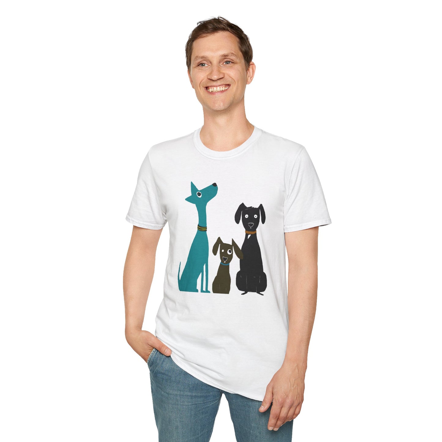 Retro Dog Trio #2 Graphic Art - 100% Cotton T-Shirt