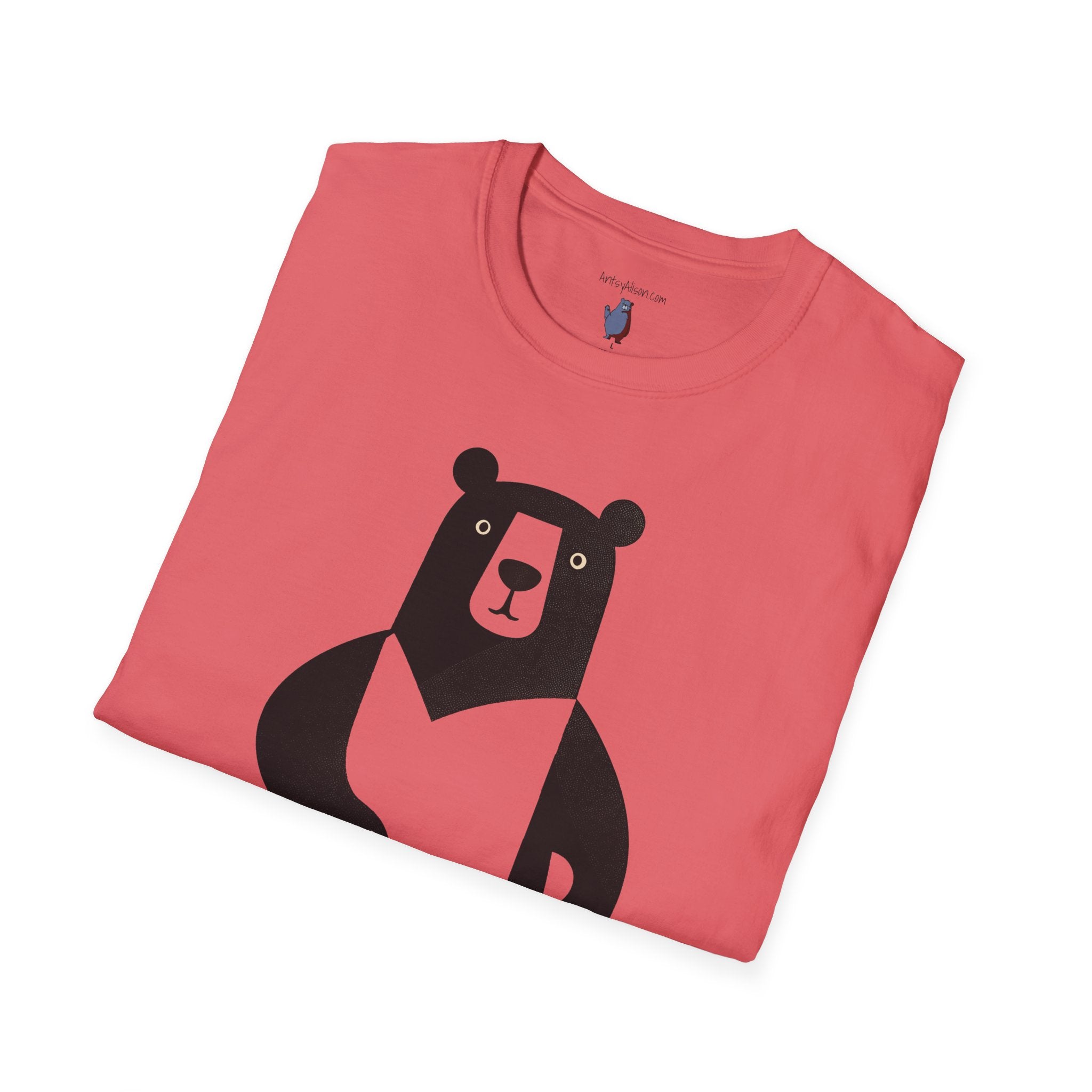 Mod and Retro Transparent Belly Bear Graphic Art Tee - 100% Cotton T-Shirt