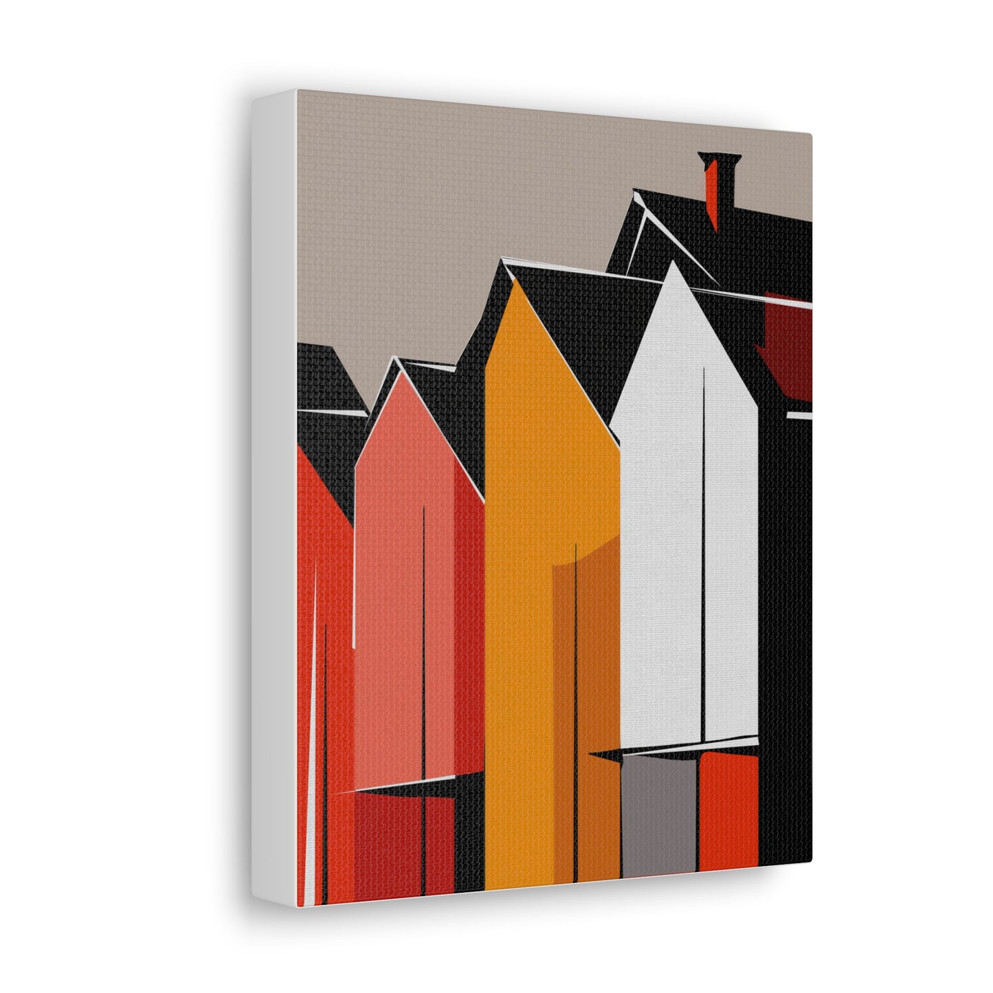 Mid Century Modern Inspired Houses Homes Art Print Canvas Gallery Wrap