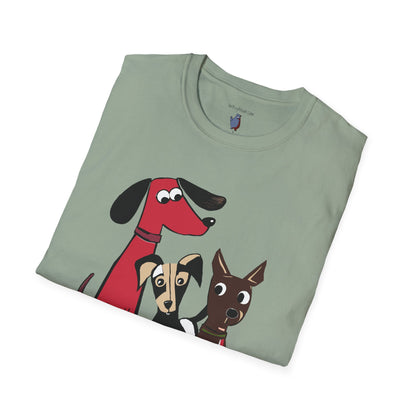 Retro Dog Trio Graphic Art - 100% Cotton T-Shirt