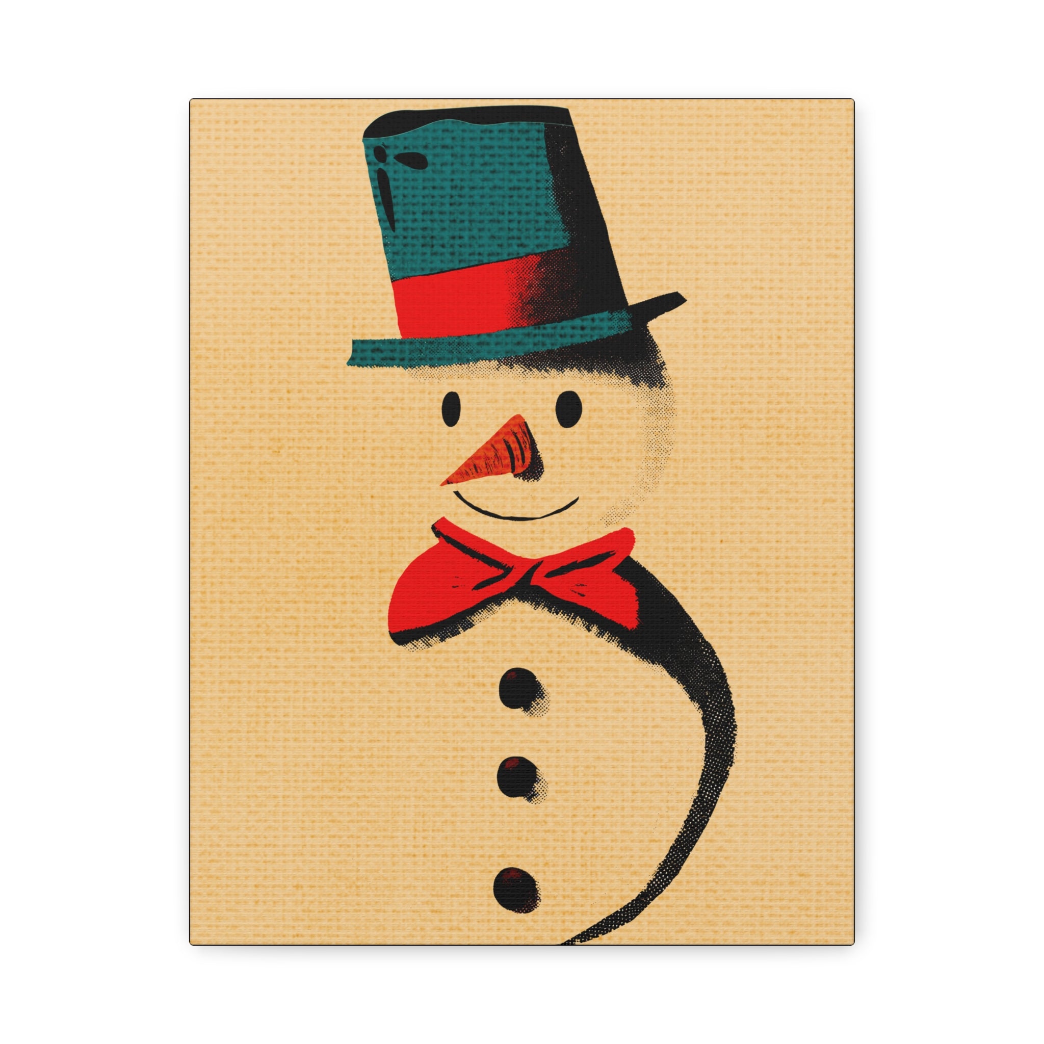 Midwest Mod Holiday Christmas Retro Inspired Snowman Print- Matte Canvas, Stretched, 1.25", holiday decor, Christmas, snowman