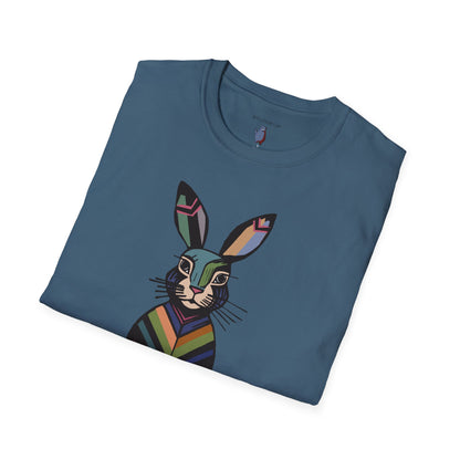 Striped Standing Bunny Rabbit - 100% Cotton T-Shirt