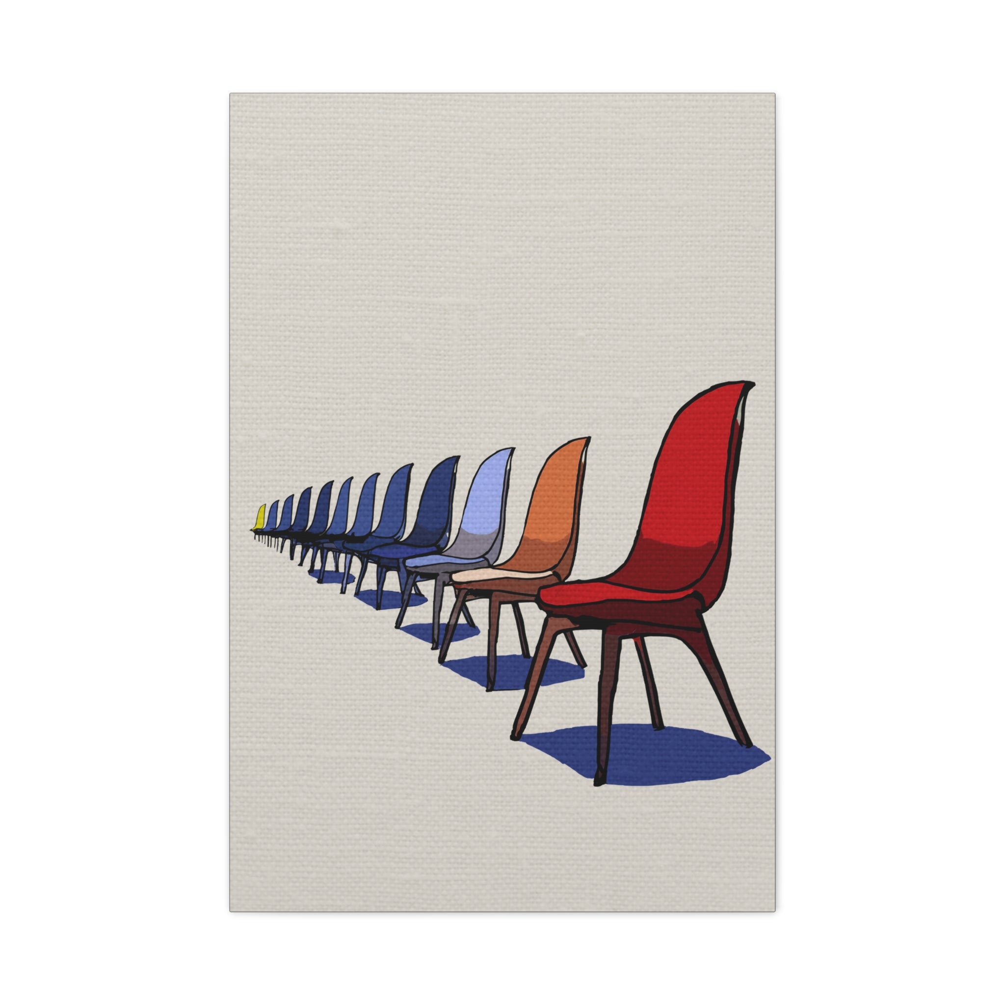 Midwest Modern Pop Art Style Mod Chairs in a Row Print - Matte Canvas, Stretched, 1.25"