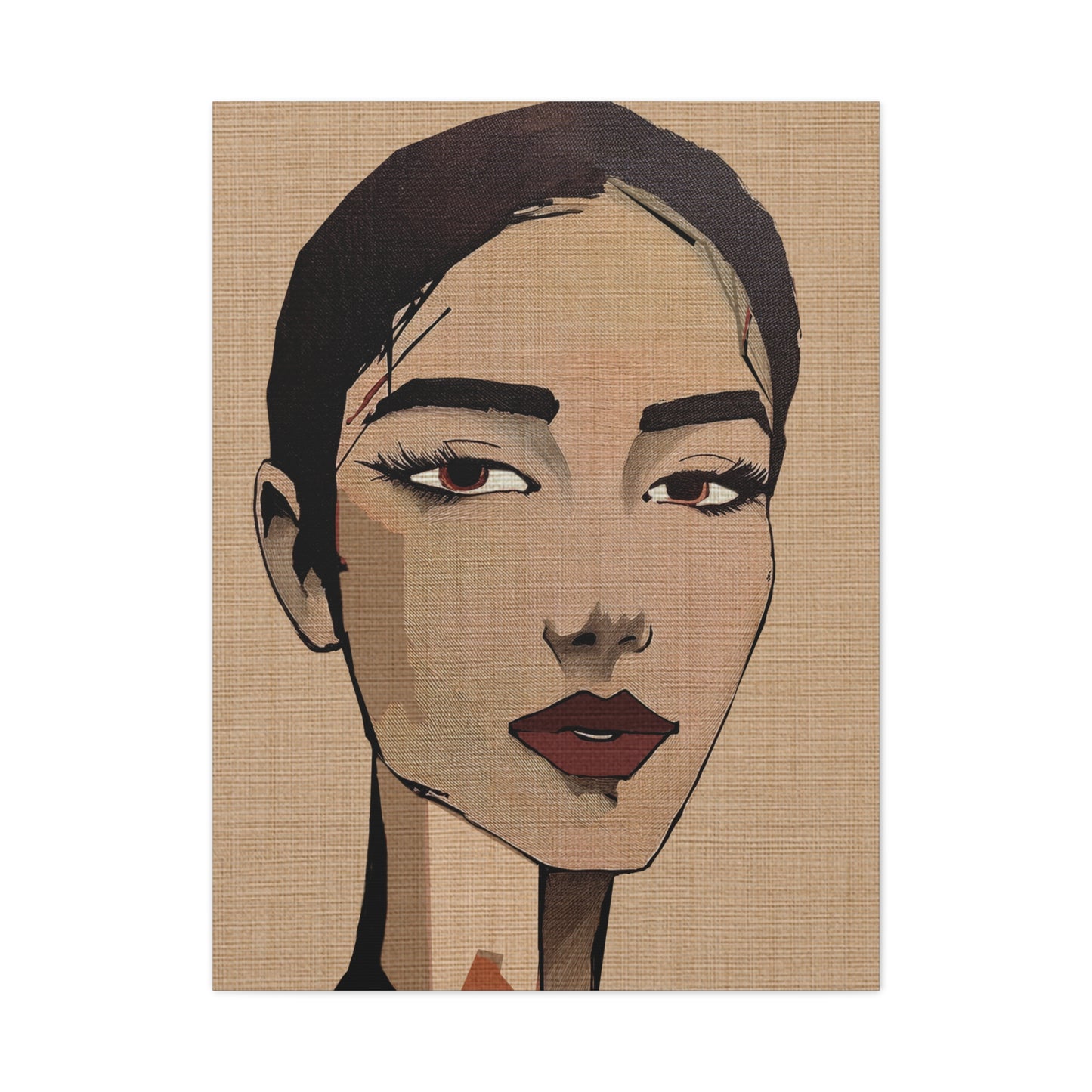 Abstract Woman Portrait Short Hair Don't Care Art Print - Matte Canvas, Stretched, 1.25"