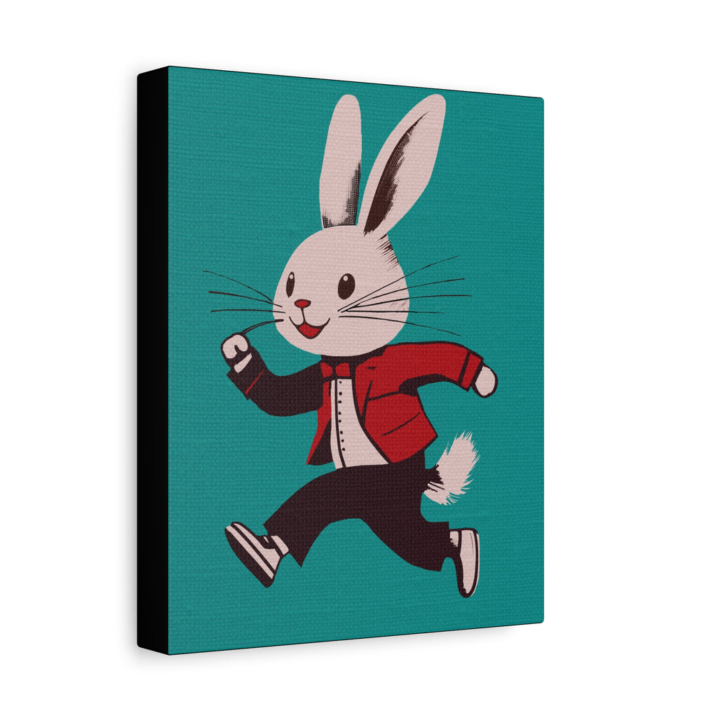 Midwest Modern Pop Art Run Rabbit Run #2 Art Print - Matte Canvas, Stretched, 1.25" -  home decor, wall art, bunny, spring, easter, rabbit