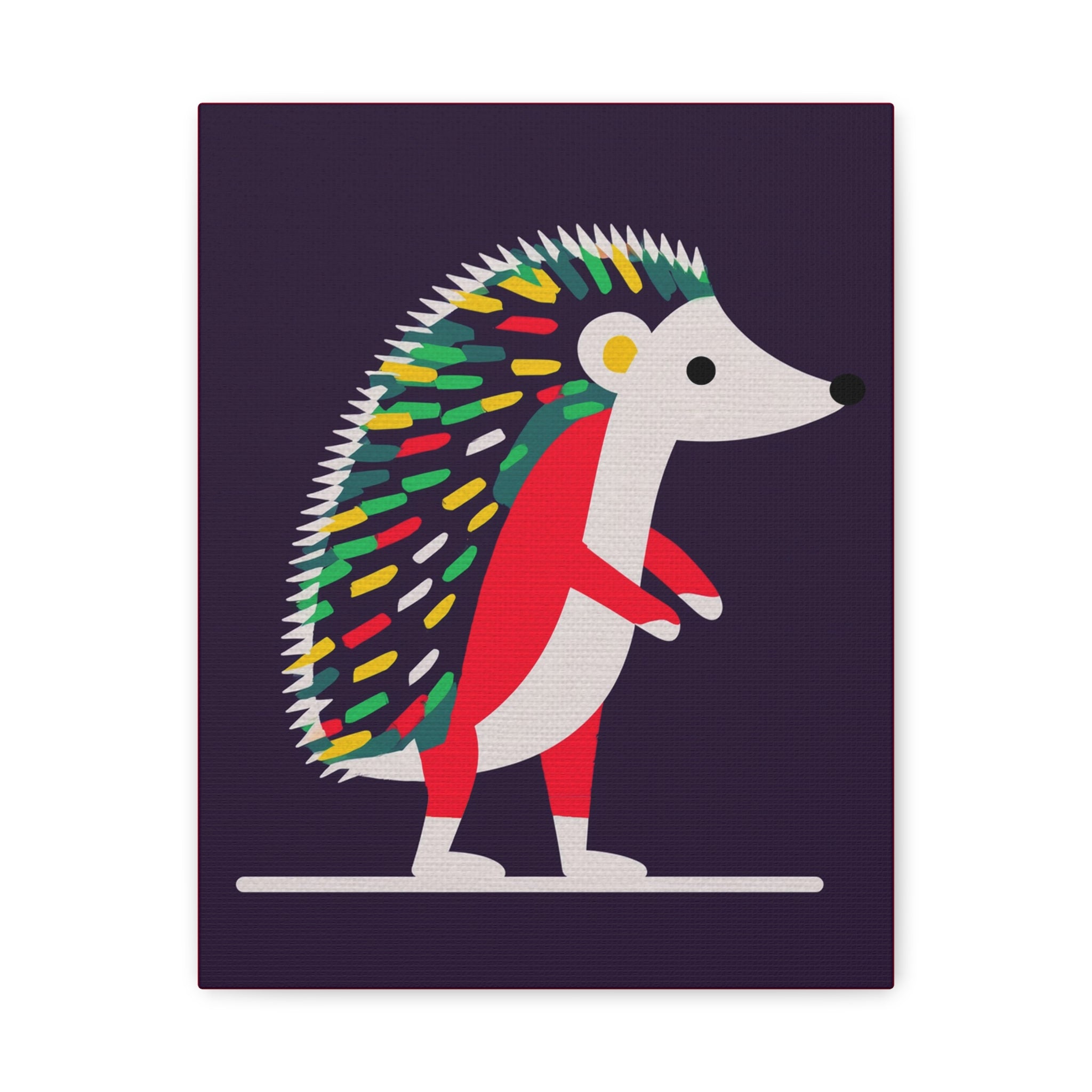 Midwest Modern Pop Art Style Hedgehog Print - Matte Canvas, Stretched, 1.25" - nursery, wall decor, fun art, bold, kids decor