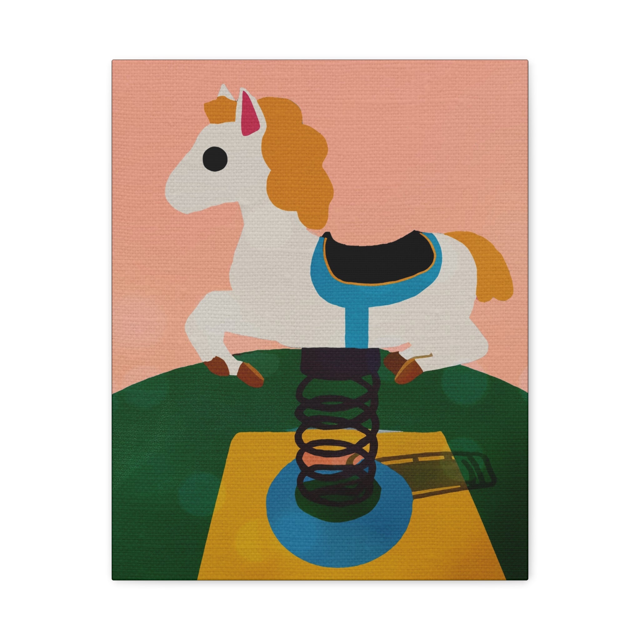 Midwest Modern Nostalgic Playground Horse Print - Matte Canvas, Stretched, 1.25" -  home decor, wall art, nostalgia, playground, kids ride
