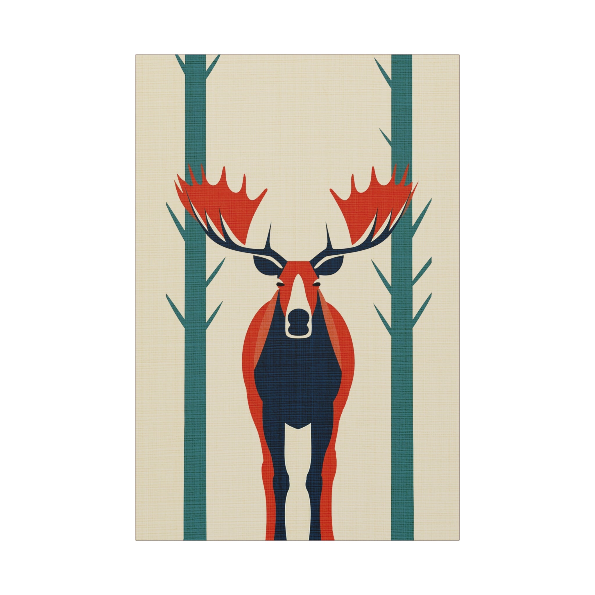 Midwest Mod Moose in Forest No. 1 Winter Print- Matte Canvas, Stretched, 1.25", holiday decor, winter, moose, forest
