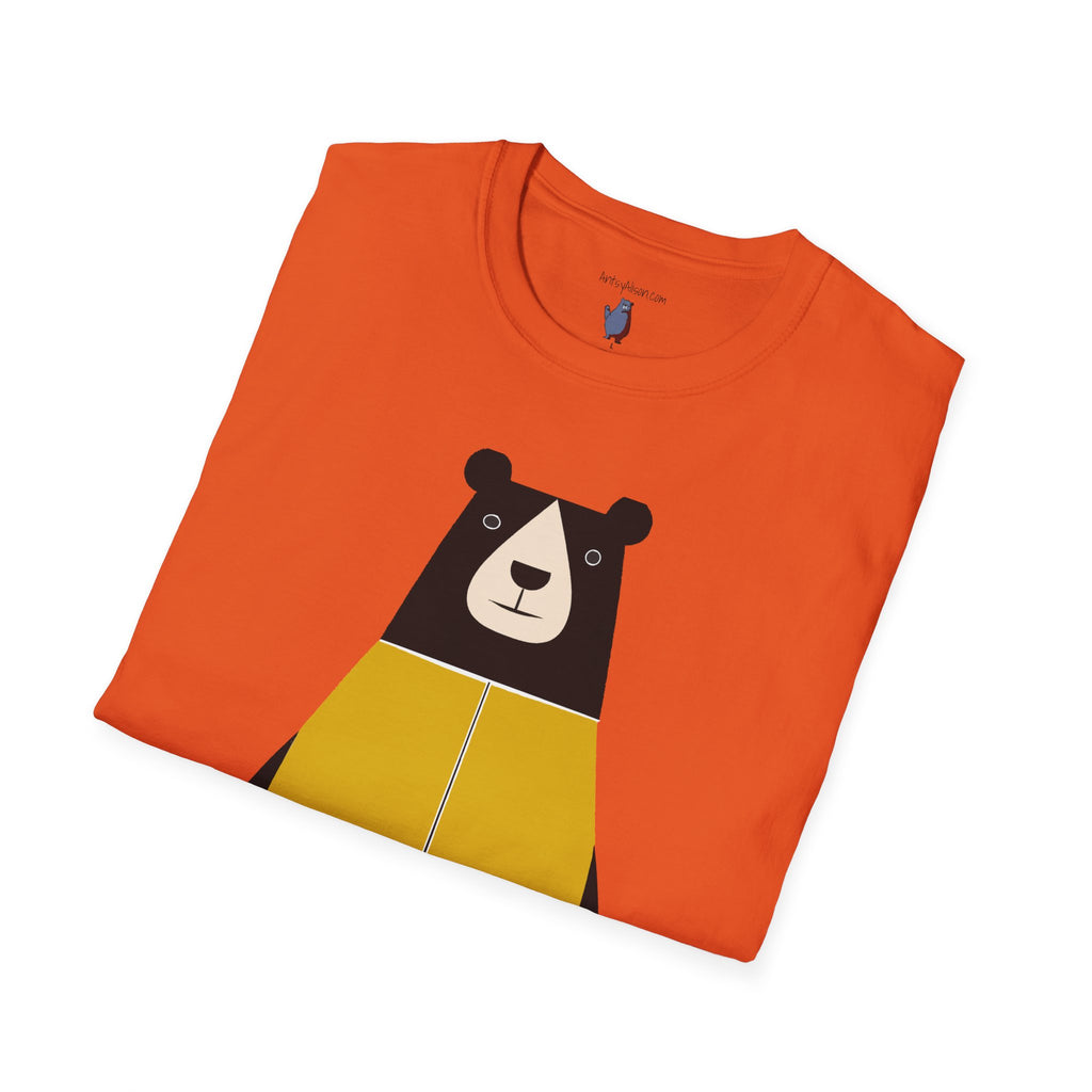 Bear in Yellow Graphic Art - 100% Cotton T-Shirt