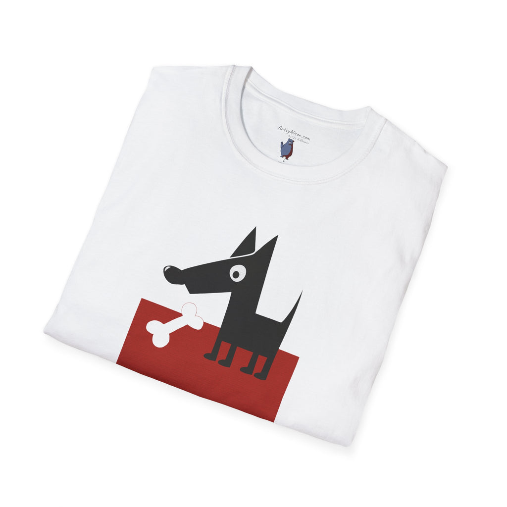 Midwest Modern Pop Icon Dog & Bone 100% Cotton Graphic Tee - animal lovers, dog, canine, bones