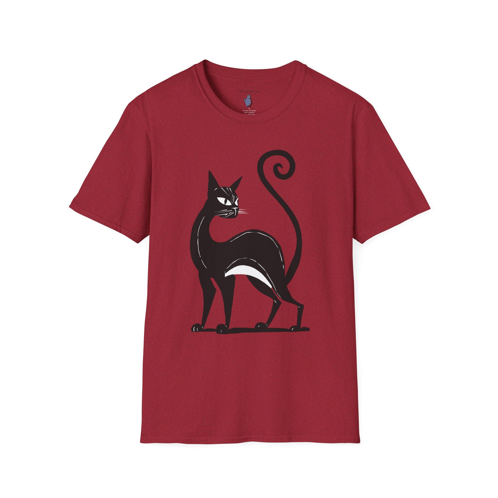 Black Cat with an Attitude Graphic Art Tee - 100% Cotton T-Shirt