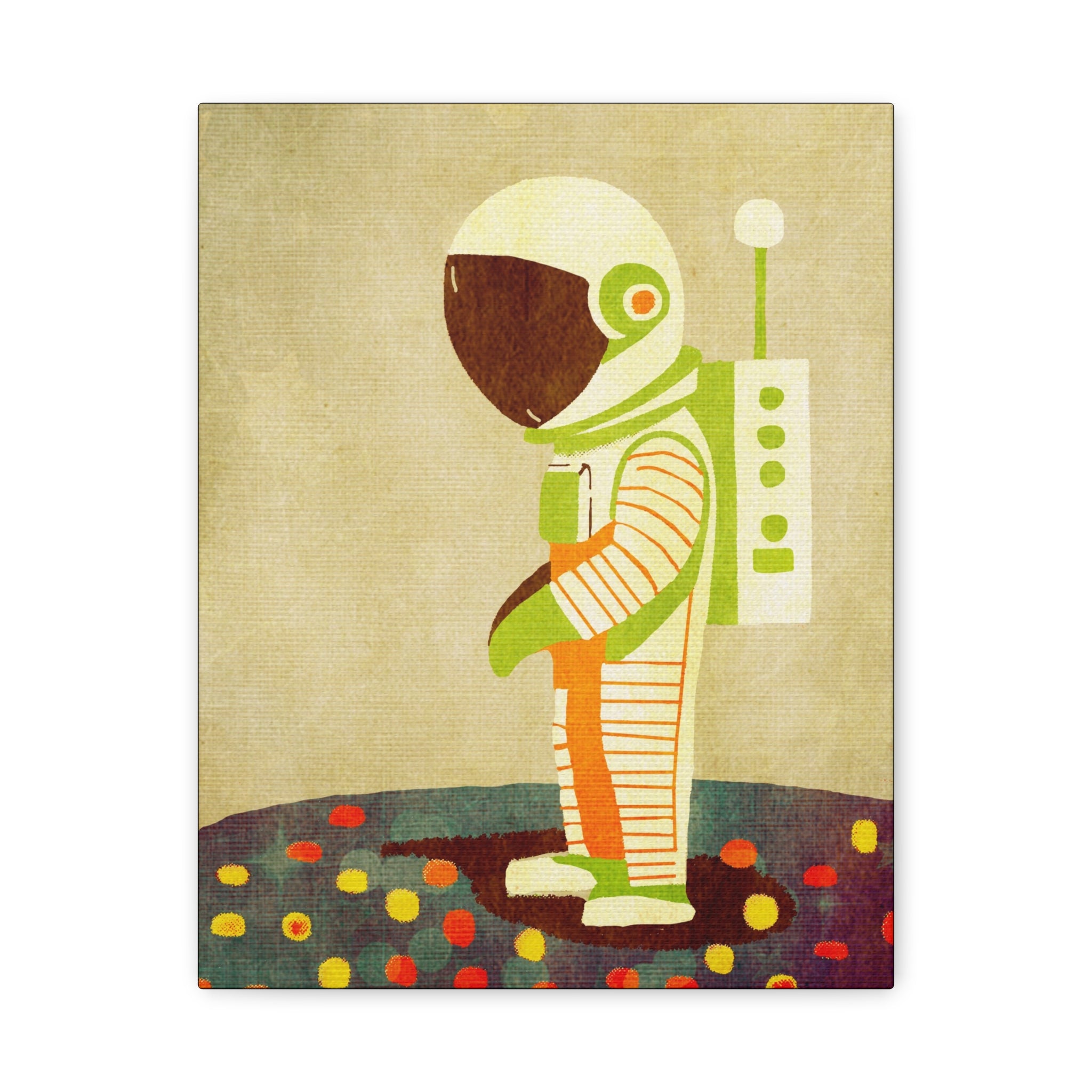 Midwest Modern Retro Space Explorer Astronaut  Art Print - Matte Canvas, Stretched, 1.25" -  home decor, wall art, space, astronaut