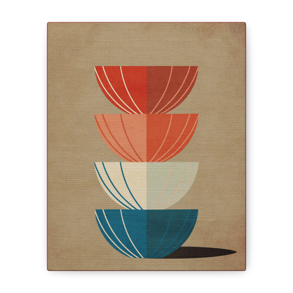 Midwest Modern Striped Stack of Bowls - Matte Canvas, Stretched, 1.25" -  home decor, wall art, bowls, kitchen, dining