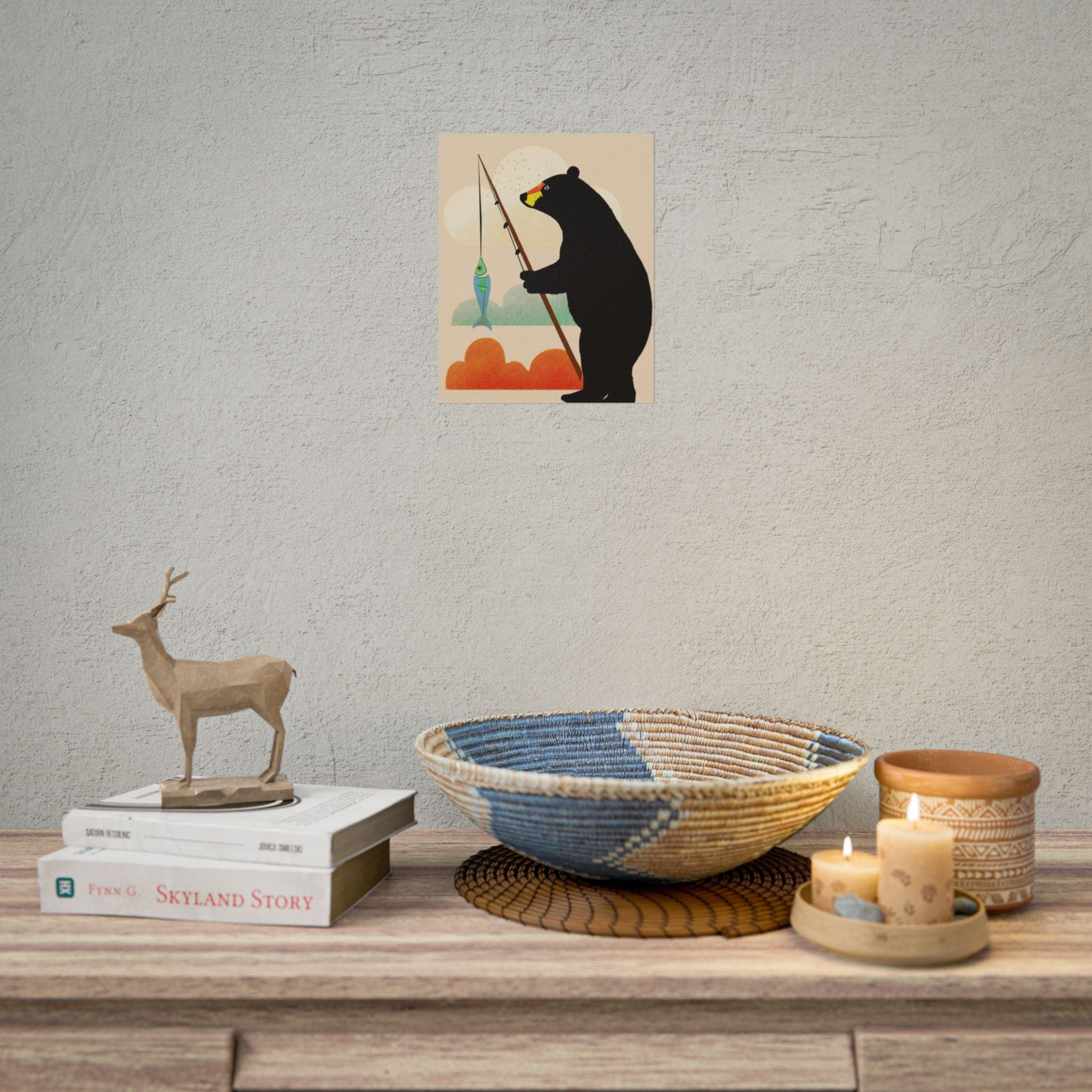 Fishing Bear with Catch Art Print Rolled Poster | Fishing, Bears