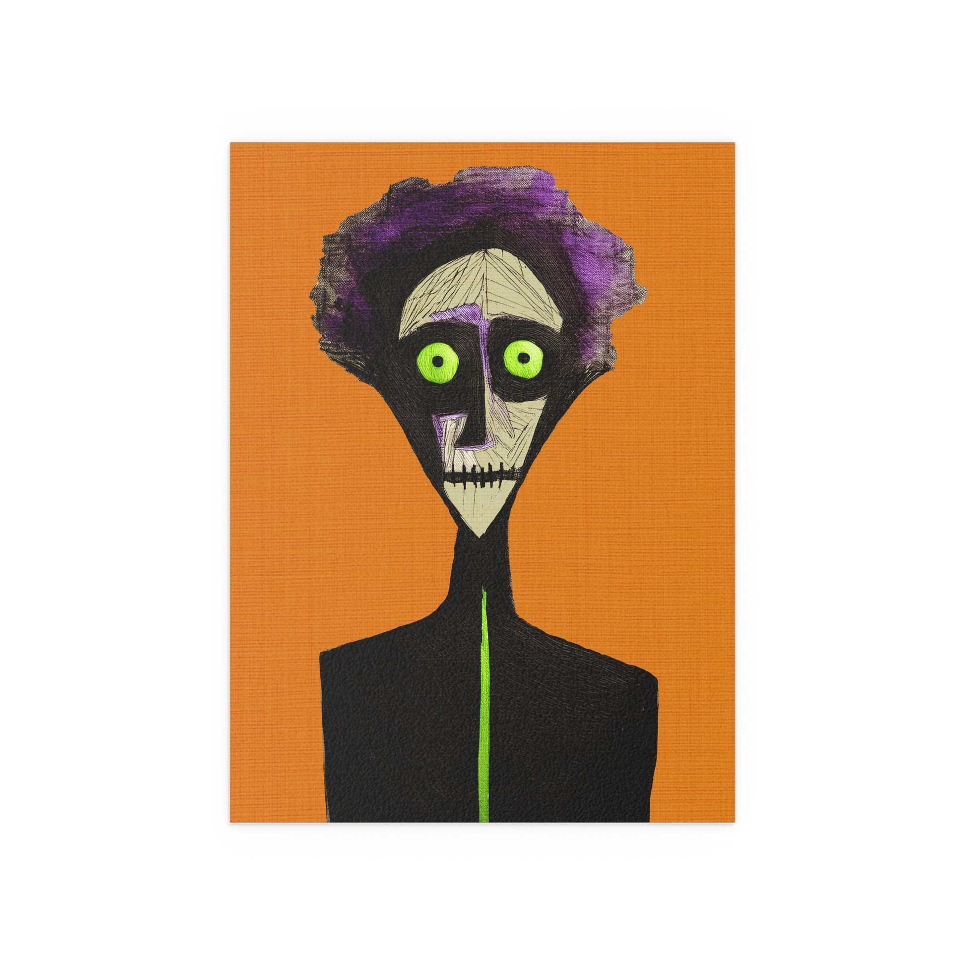 Midwest Mod Wide Eyed Zombie Seasonal Silk Poster, Indoor and Outdoor Decor, Unique Home Decor, Seasonal Decor, Halloween, Zombie, Monster, Creature