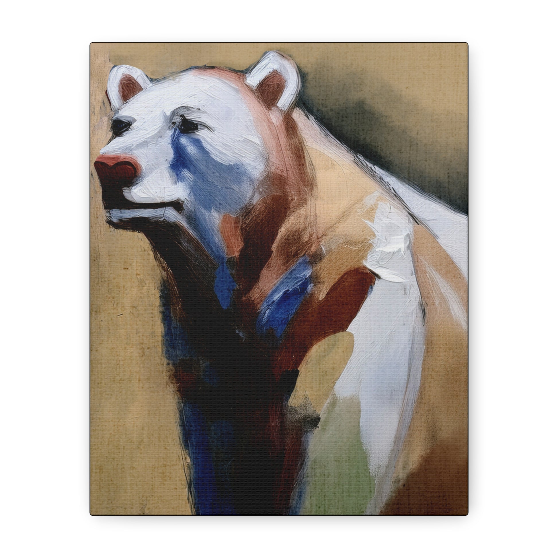 Midwest Mod Abstract Modern Bear Portrait Art Print  - Matte Canvas, Stretched, 1.25"