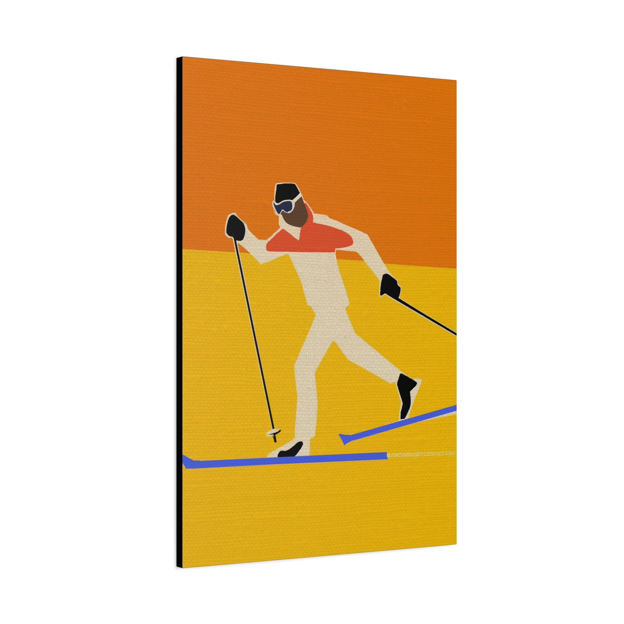 Midwest Mod Seasonal Winter Art Print - Pop Art Cross Country Skier - Matte Canvas, Stretched, 1.25"