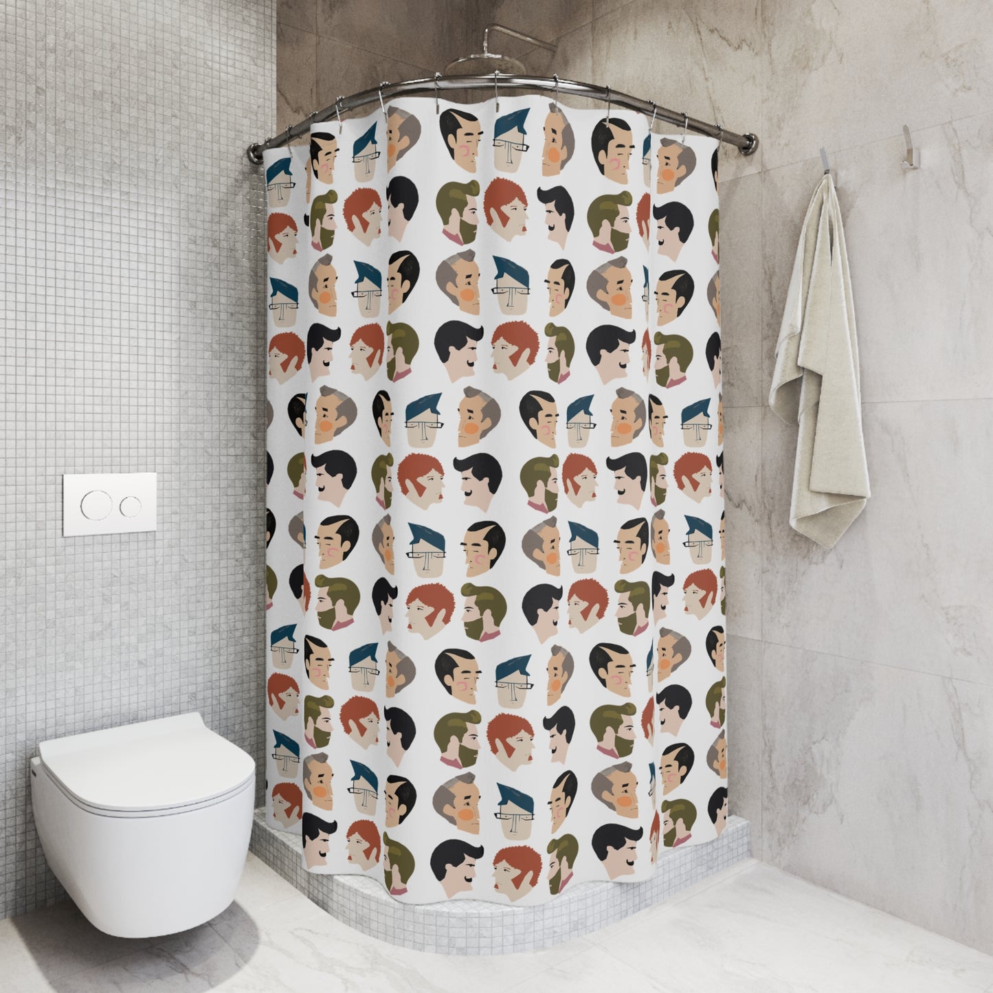 Mod MCM Inspired Men Mens Hair Style Hairdo Graphic Shower Curtain No. 1