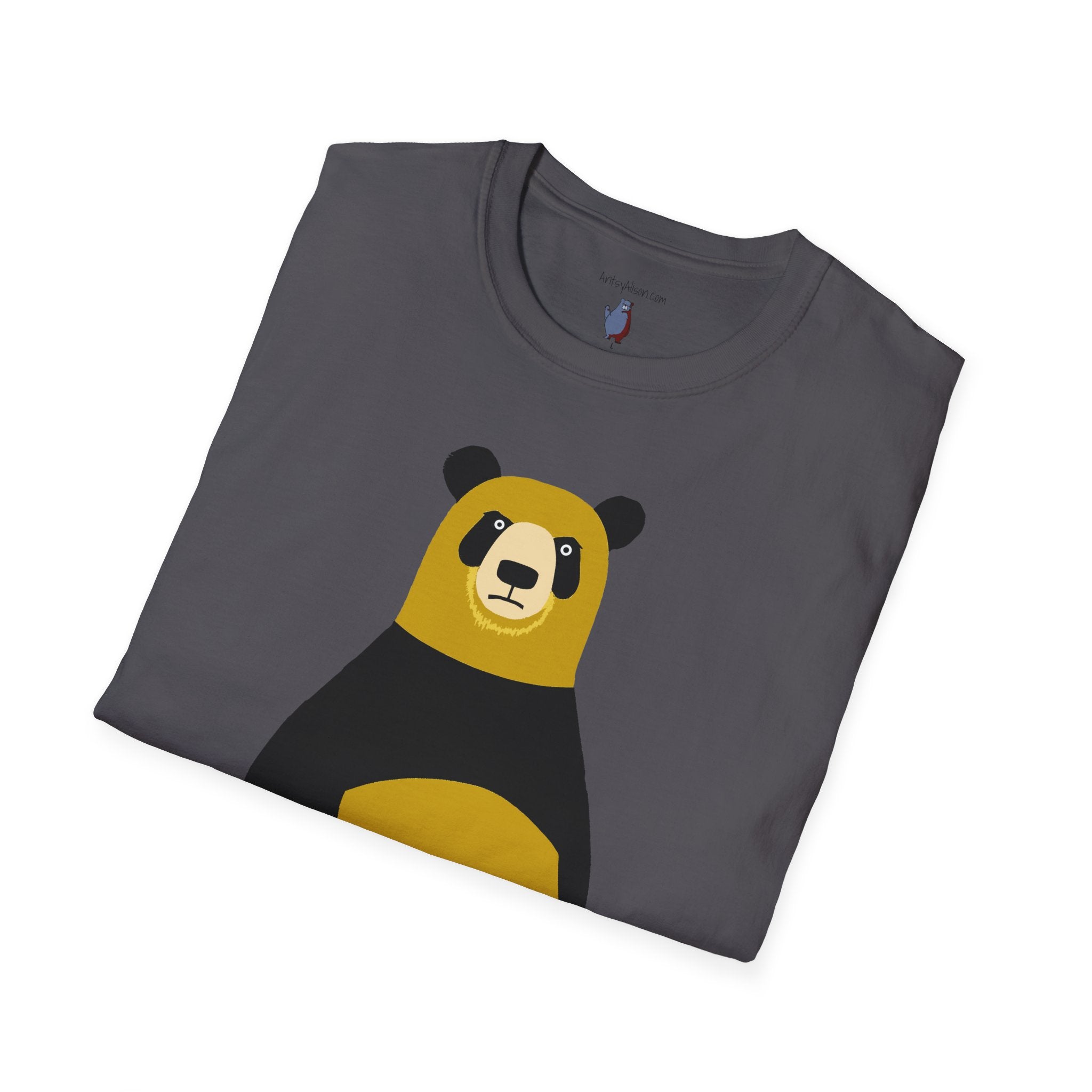 Yellow and Black Bear Number 5 Graphic Art - 100% Cotton T-Shirt