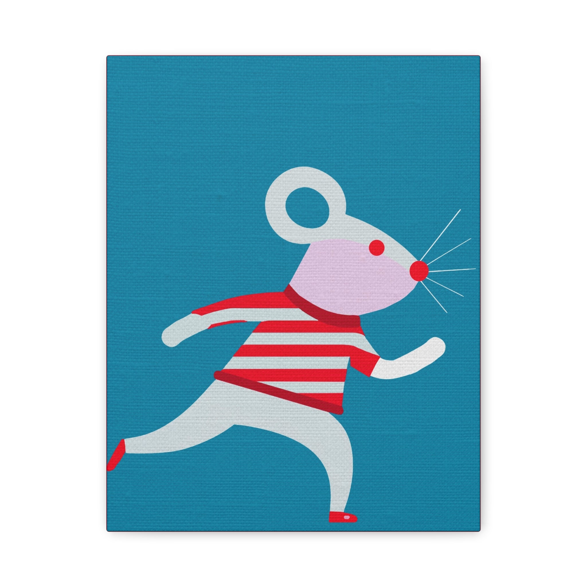 Midwest Modern Running Mouse Print - Matte Canvas, Stretched, 1.25" - nursery, wall decor, fun art, stripes, bold, kids decor
