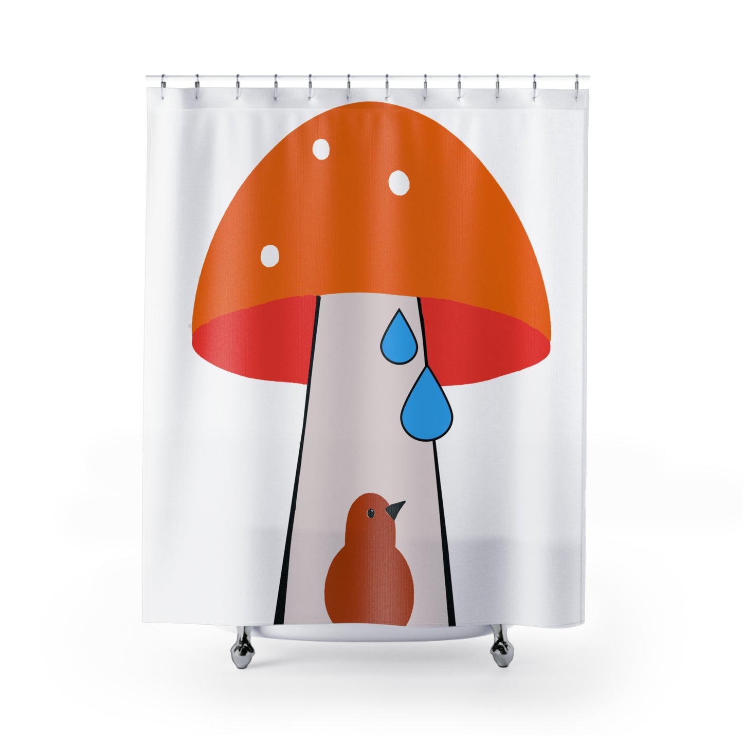 Bird and Mushroom Shower Curtain