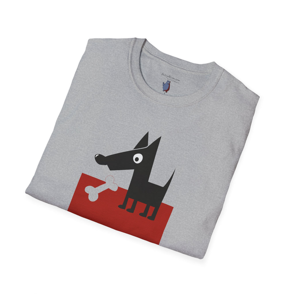 Midwest Modern Pop Icon Dog & Bone 100% Cotton Graphic Tee - animal lovers, dog, canine, bones