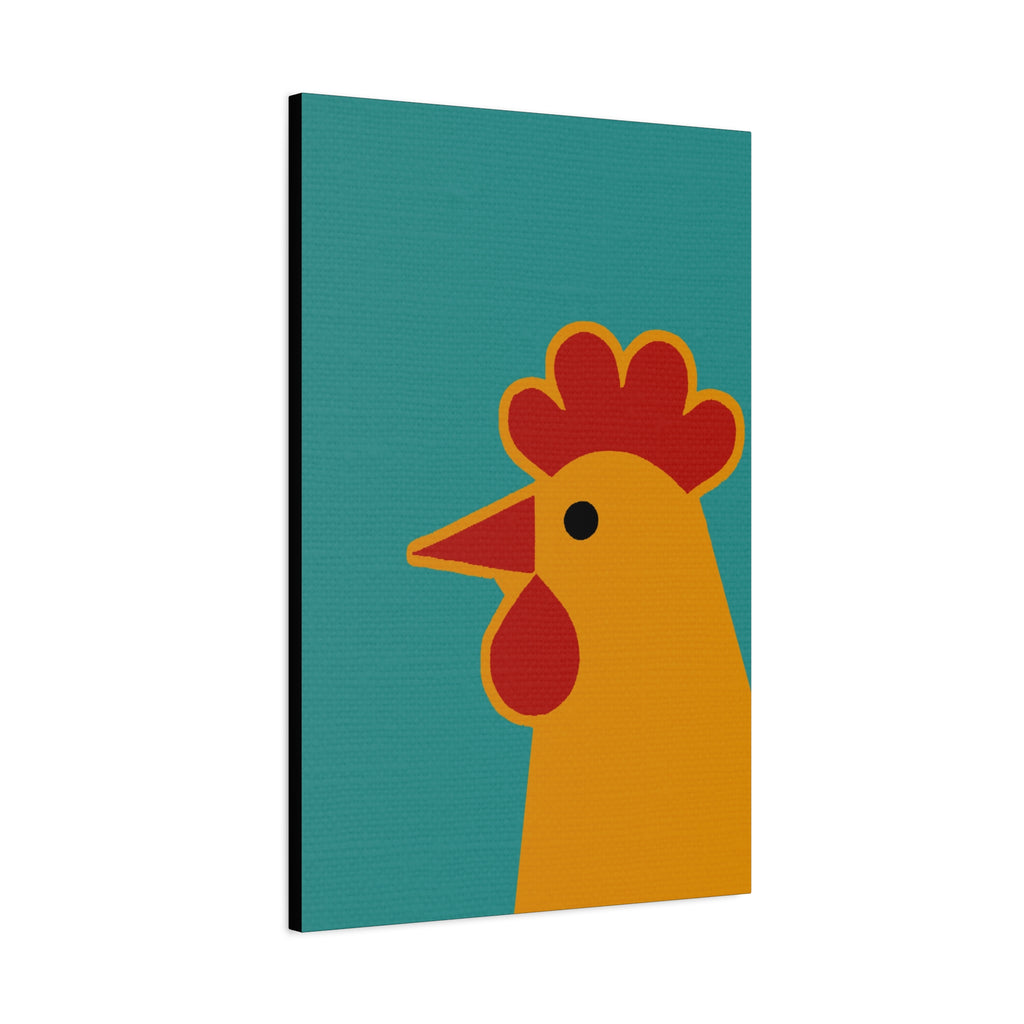 Midwest Modern Icon Pop Art Chicken Head Print - Matte Canvas, Stretched, 1.25" - wall decor, fun art,  bold, animals, chickens