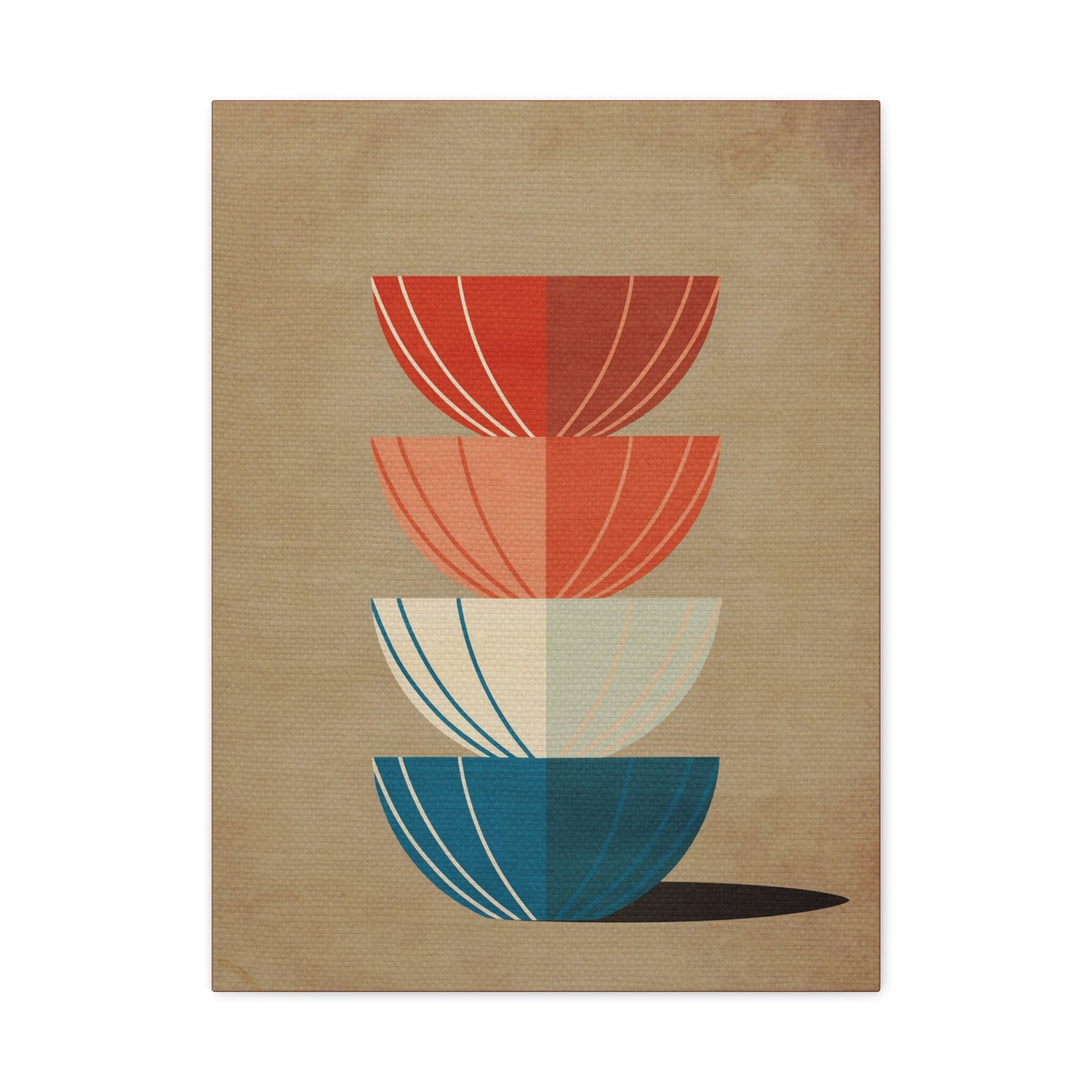 Midwest Modern Striped Stack of Bowls - Matte Canvas, Stretched, 1.25" -  home decor, wall art, bowls, kitchen, dining