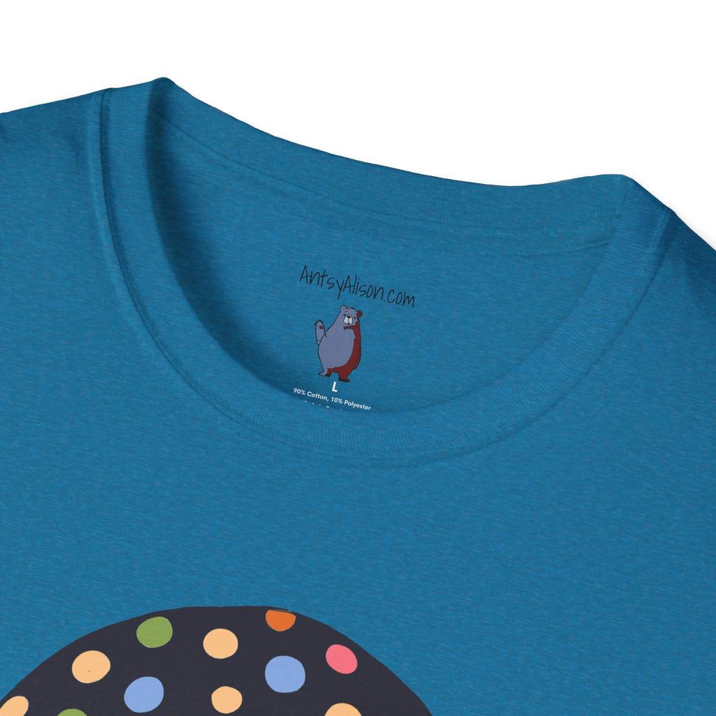 Multi Color Polka Dot Mushroom Graphic Art Tee - 100% Cotton T-Shirt