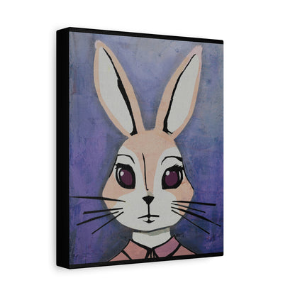 Apprehensive Girl - Bunny Rabbit Portrait - Matte Canvas, Stretched, 1.25"