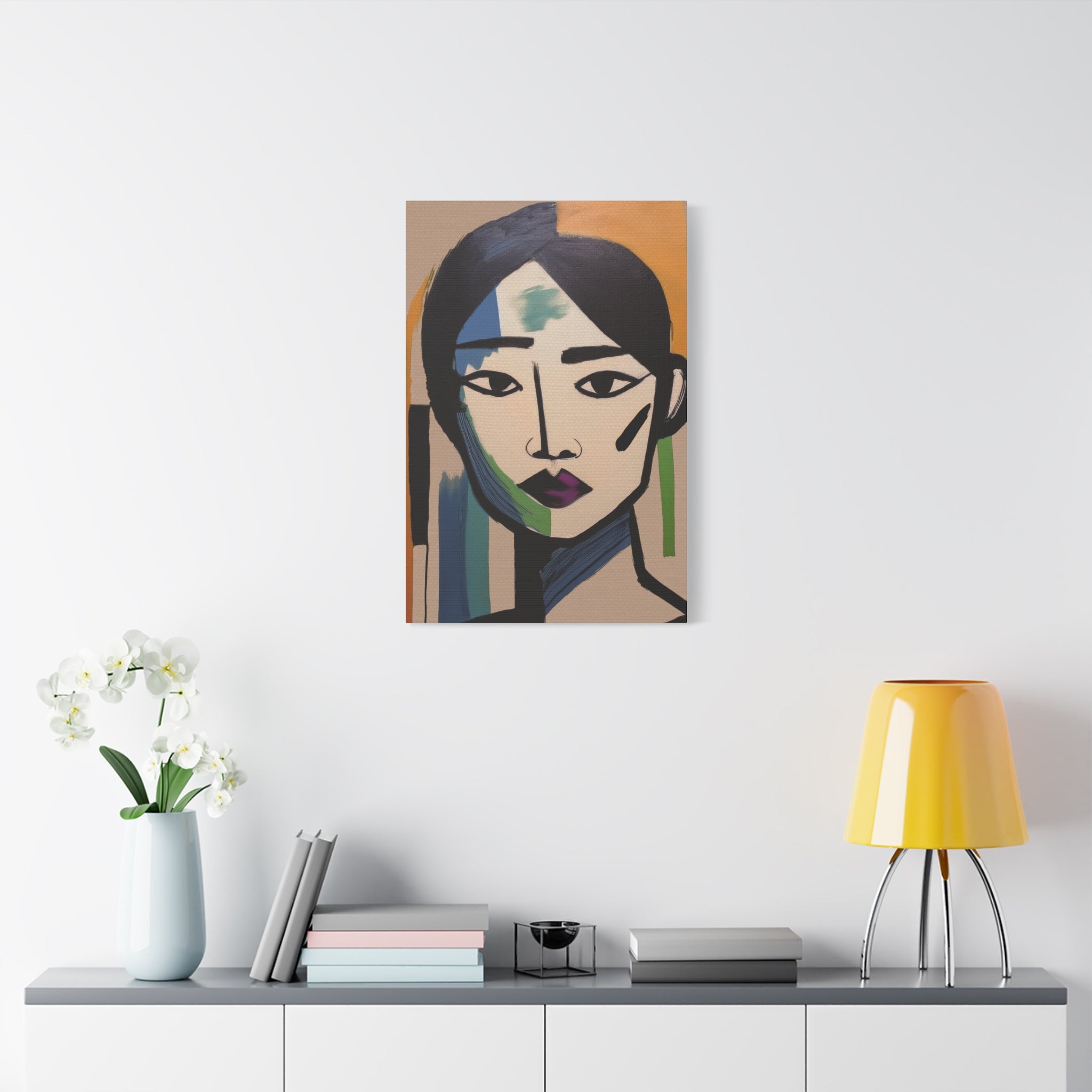 Abstract Warrior Woman Portrait Art Print - Matte Canvas, Stretched, 1.25"
