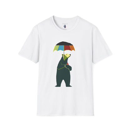 Modern Bear with Umbrella  - 100% Cotton T-Shirt