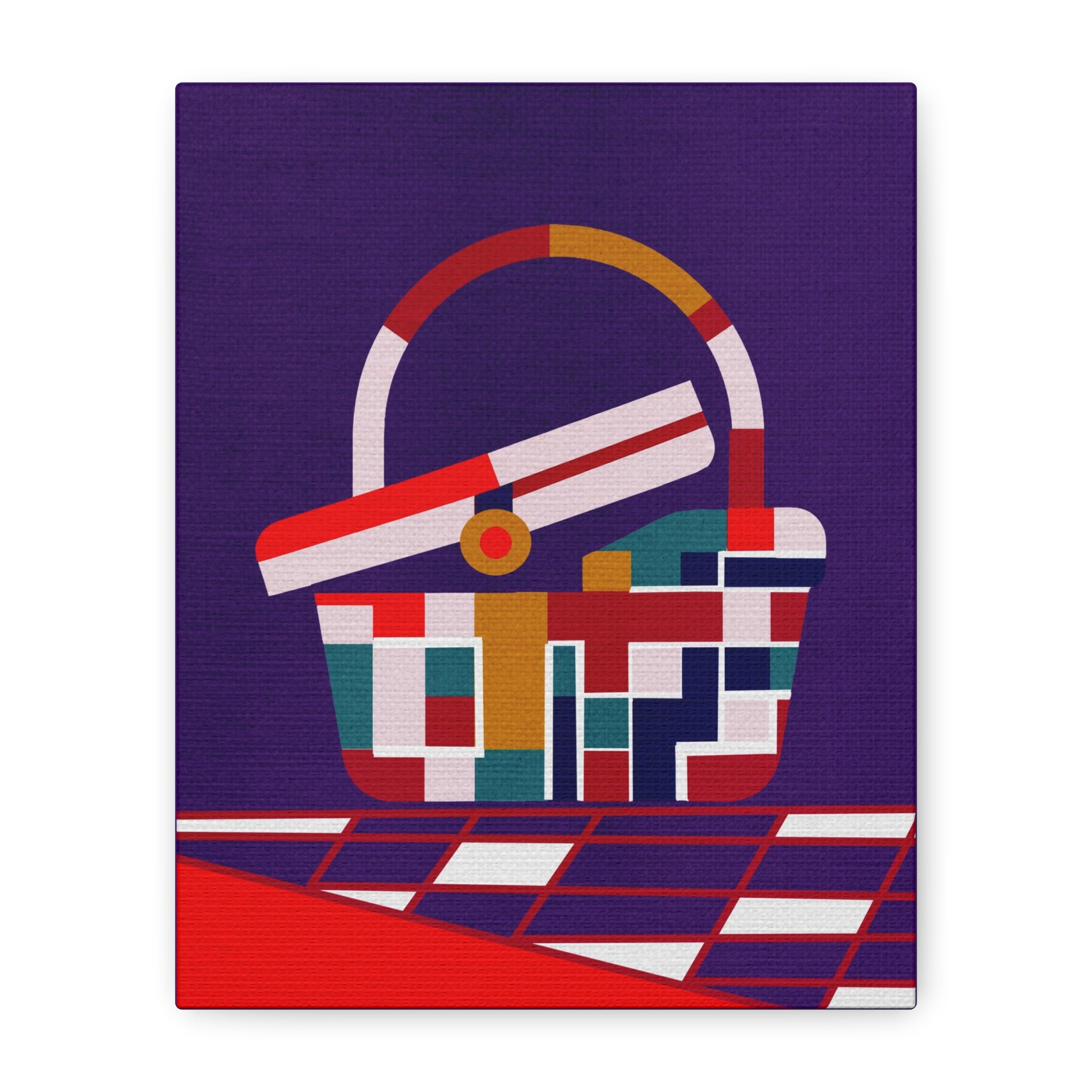 Midwest Modern Abstract Picnic Basket Pop Art Print - Matte Canvas, Stretched, 1.25" -  home decor, wall art, pop art, picnic, summer