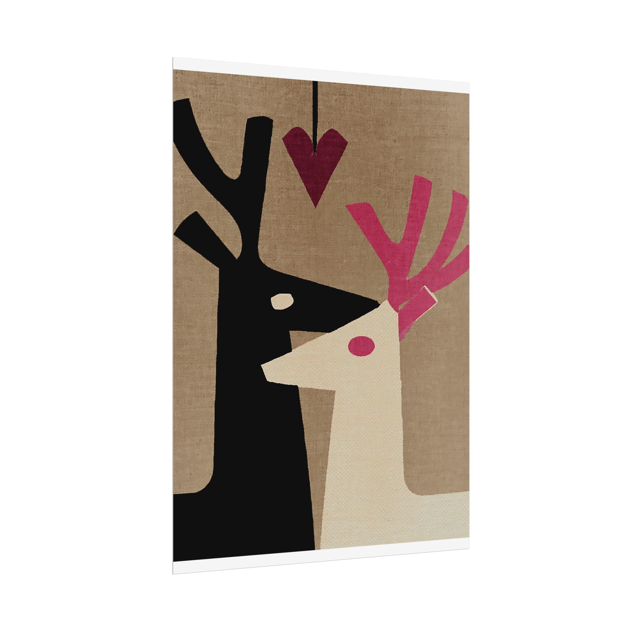 Animal Love Print Reindeer Only Rolled Poster - Animals, Deer, Reindeer, Buck, Valentines Day, Nature, Love