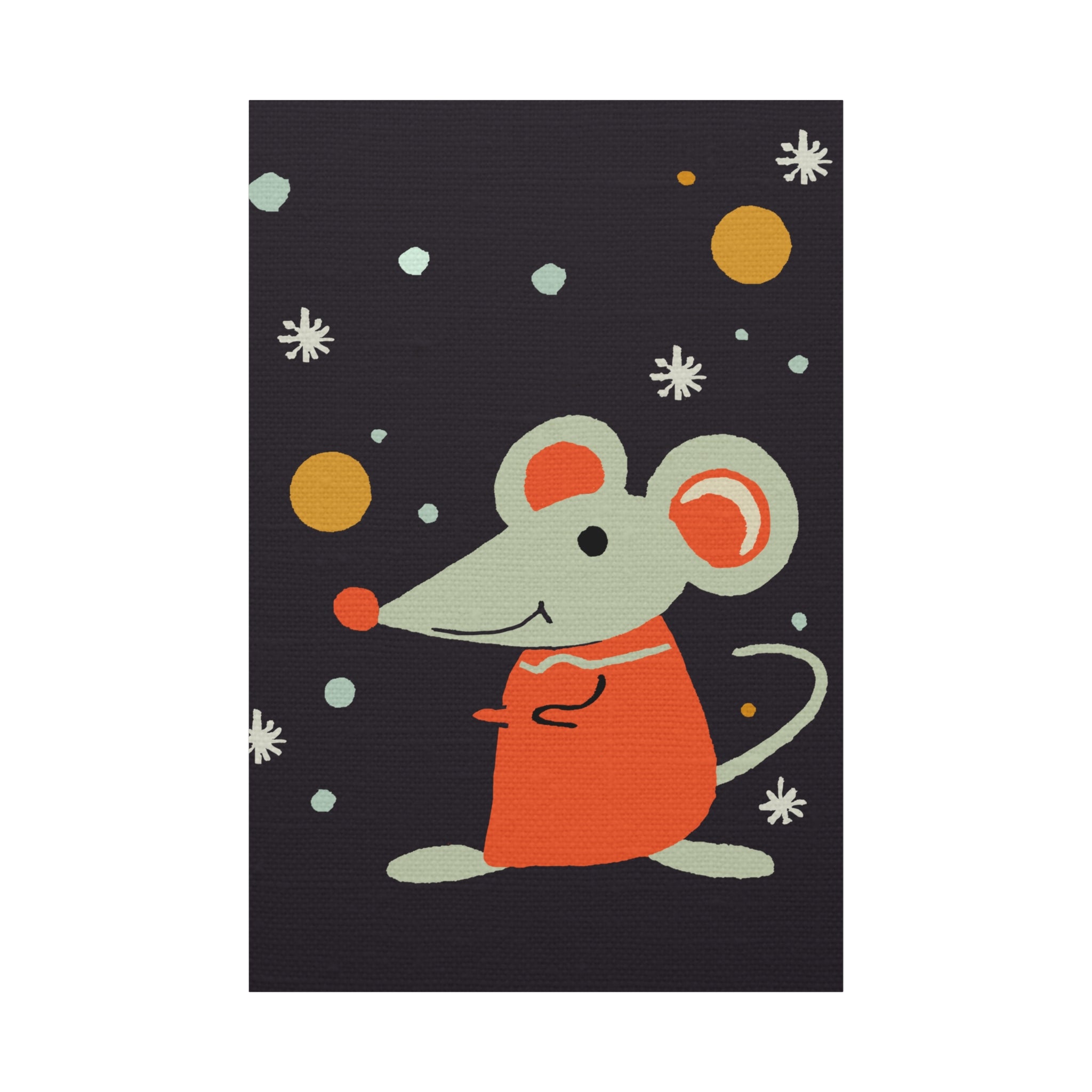 Midwest Mod Seasonal Winter Art Print Mouse in the Snow - Matte Canvas, Stretched, 1.25"