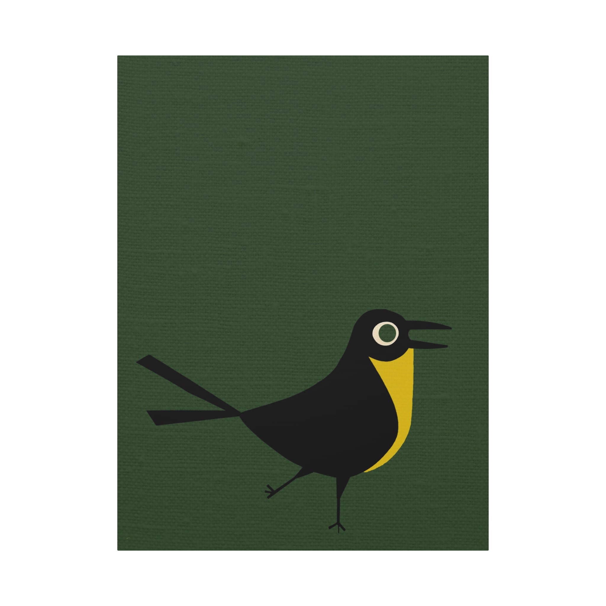 Midwest Modern Happy Bird Print - Matte Canvas, Stretched, 1.25" - wall decor, fun art, modern, simple, graphic, bird, green, happy
