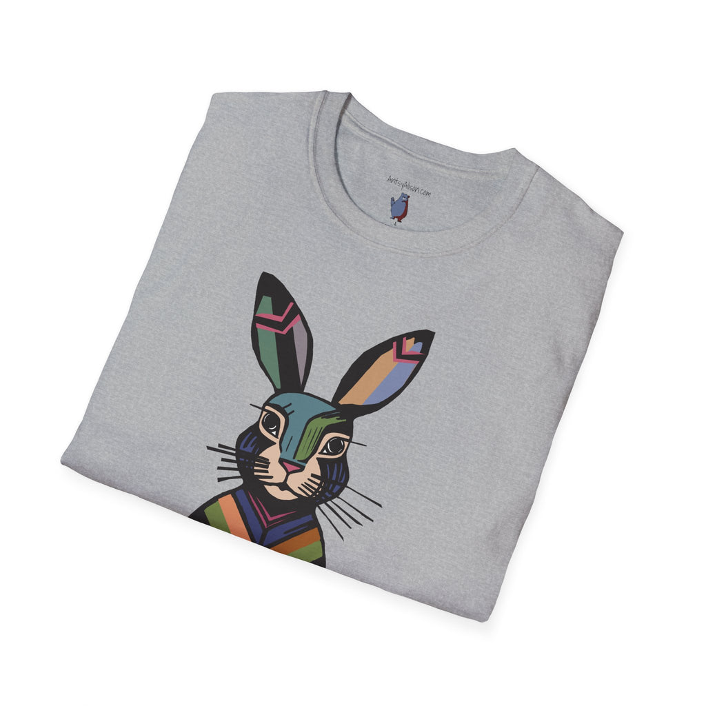 Striped Standing Bunny Rabbit - 100% Cotton T-Shirt