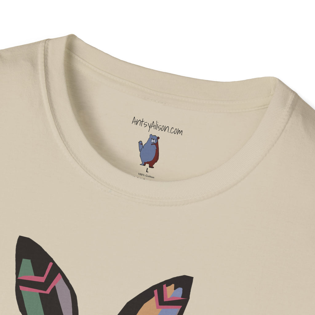 Striped Standing Bunny Rabbit - 100% Cotton T-Shirt