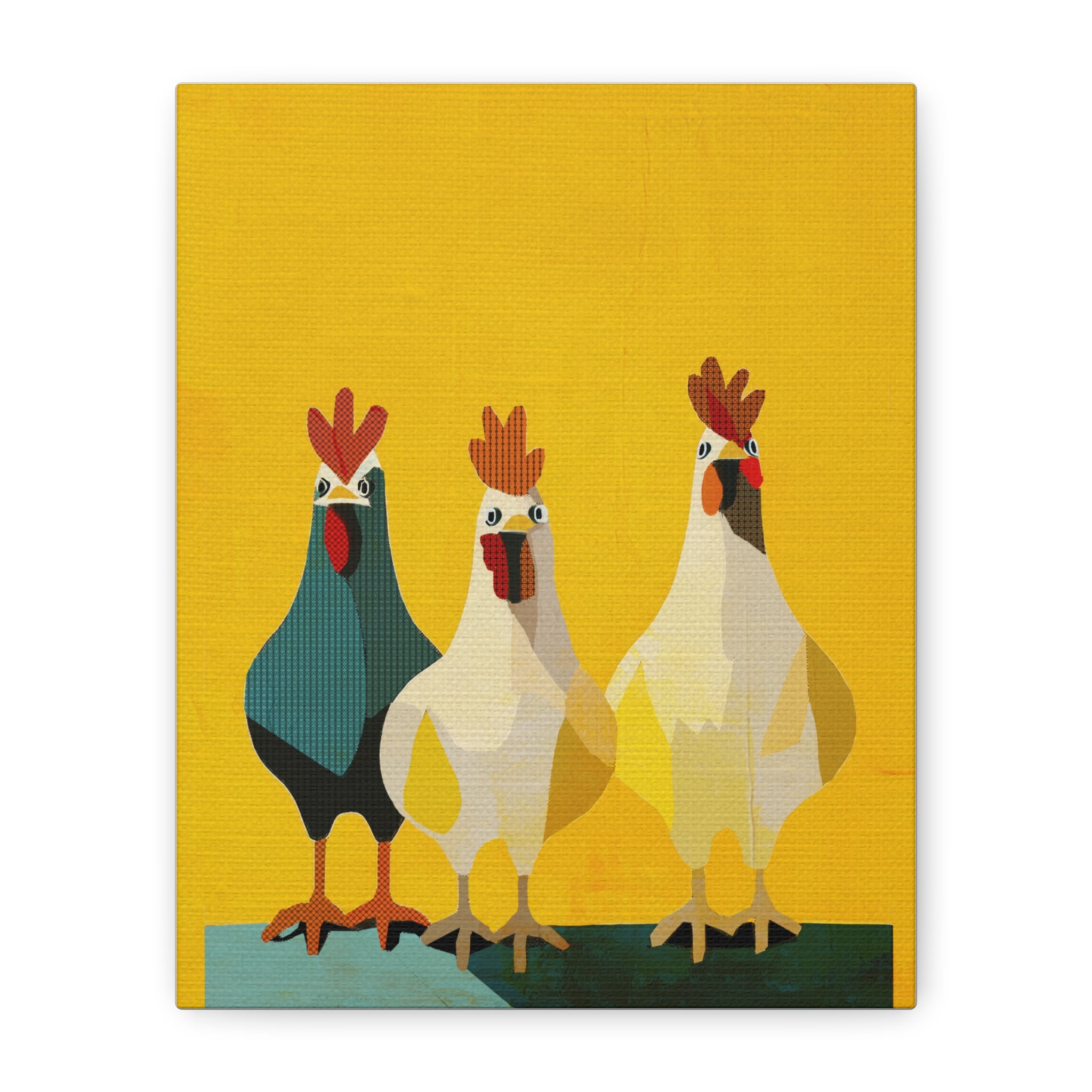 Midwest Modern Pop Art Chicken Trio Two Print - Matte Canvas, Stretched, 1.25"