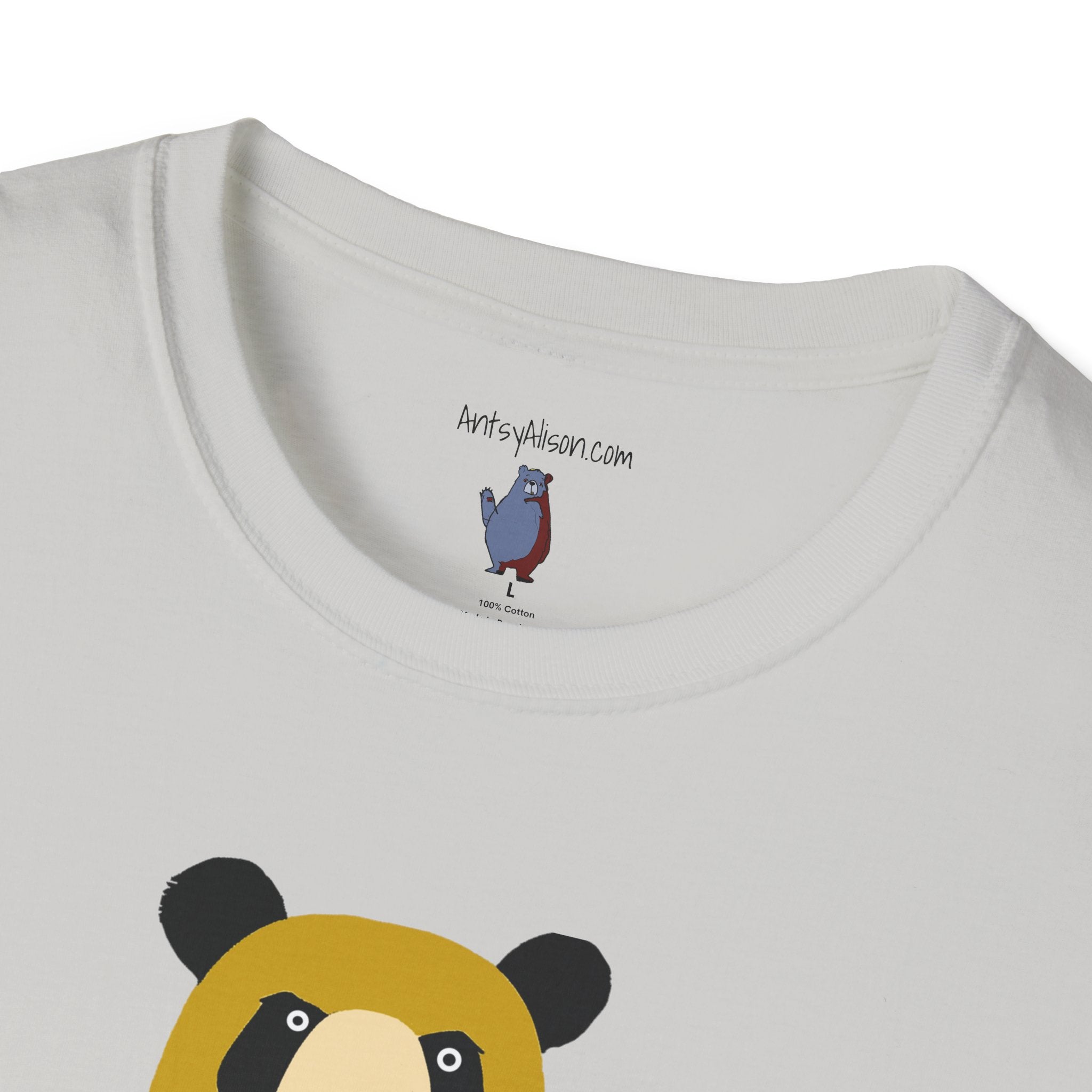 Yellow and Black Bear Number 5 Graphic Art - 100% Cotton T-Shirt