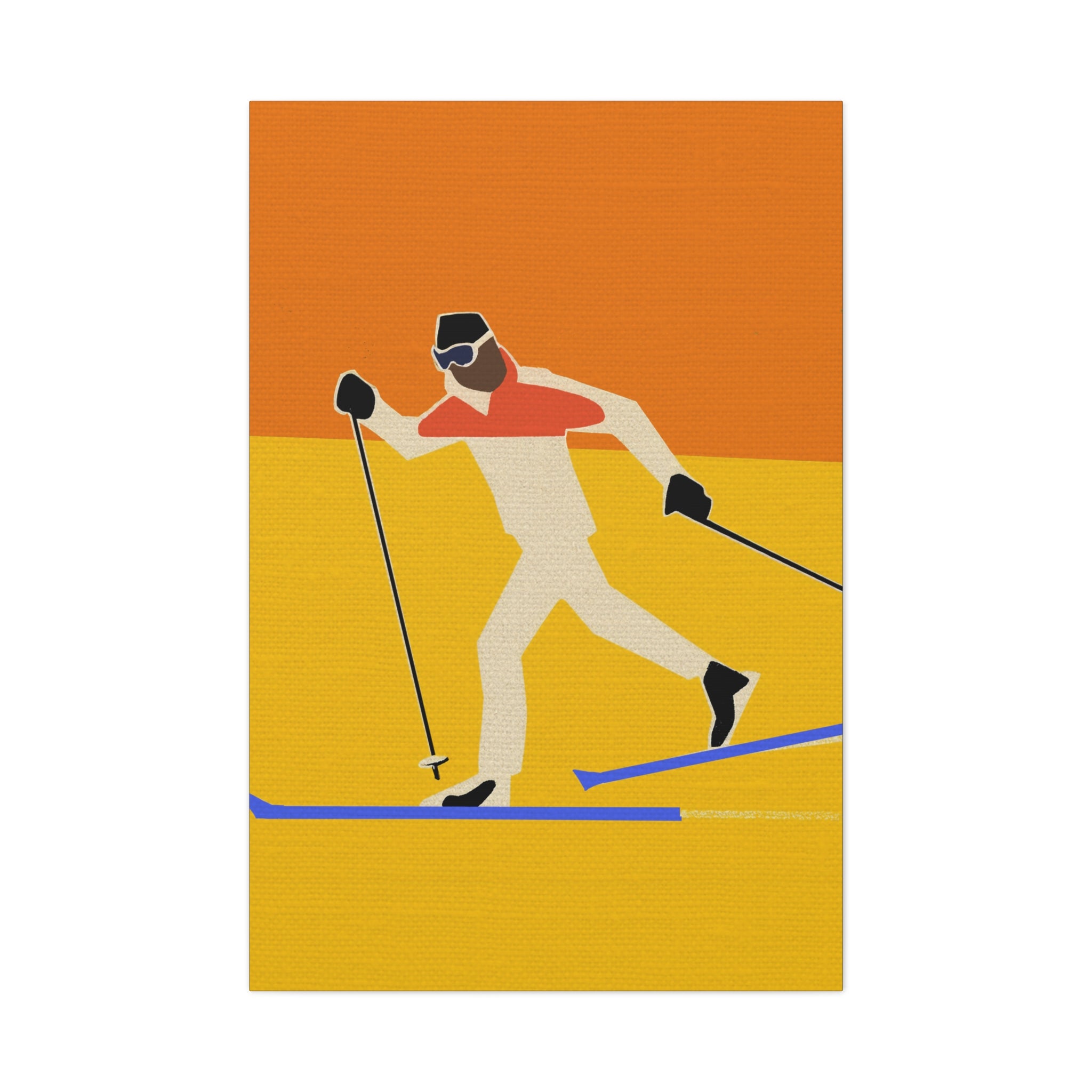 Midwest Mod Seasonal Winter Art Print - Pop Art Cross Country Skier - Matte Canvas, Stretched, 1.25"