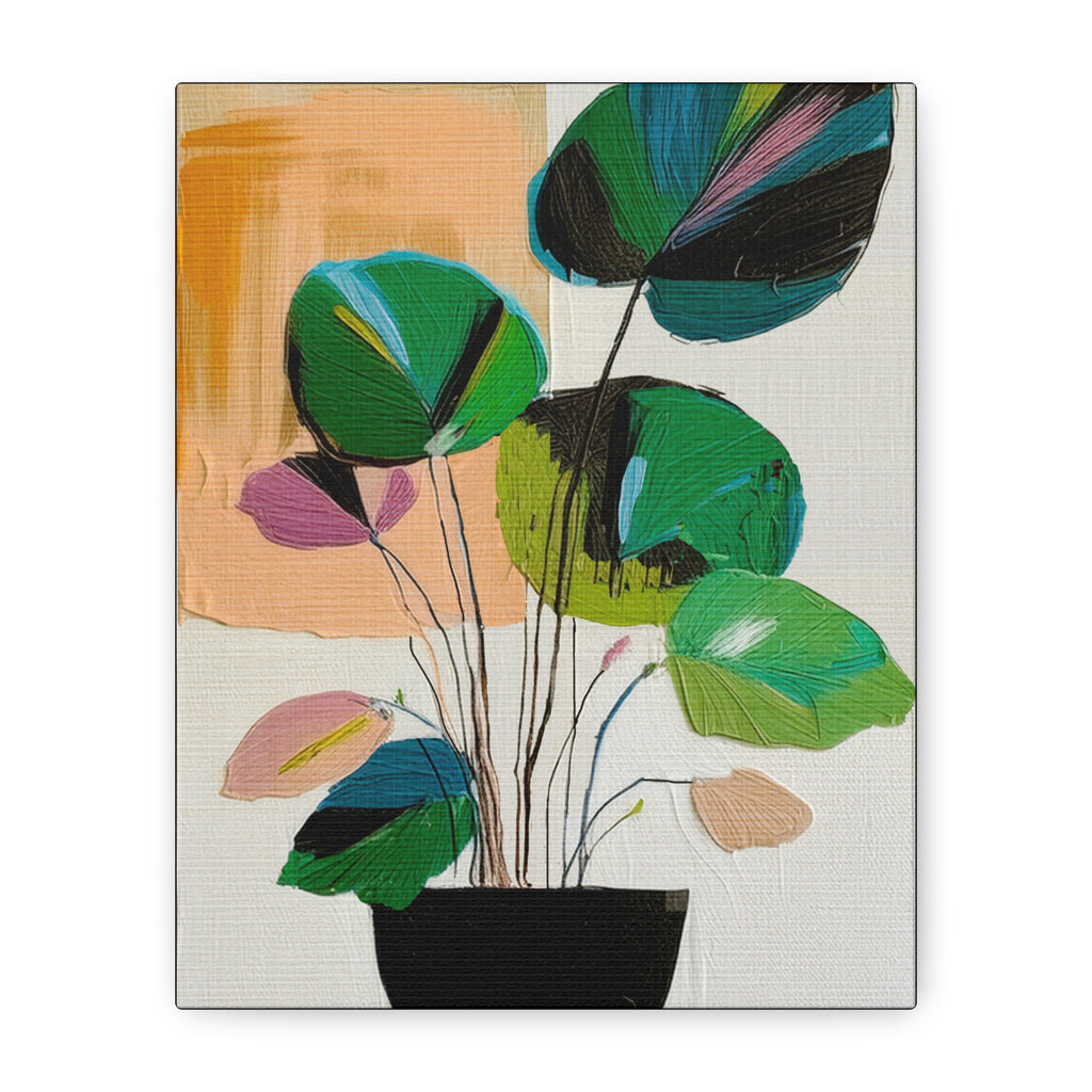 Midwest Mod Abstract Houseplant Plant Art Print No. 600 - Matte Canvas, Stretched, 1.25"