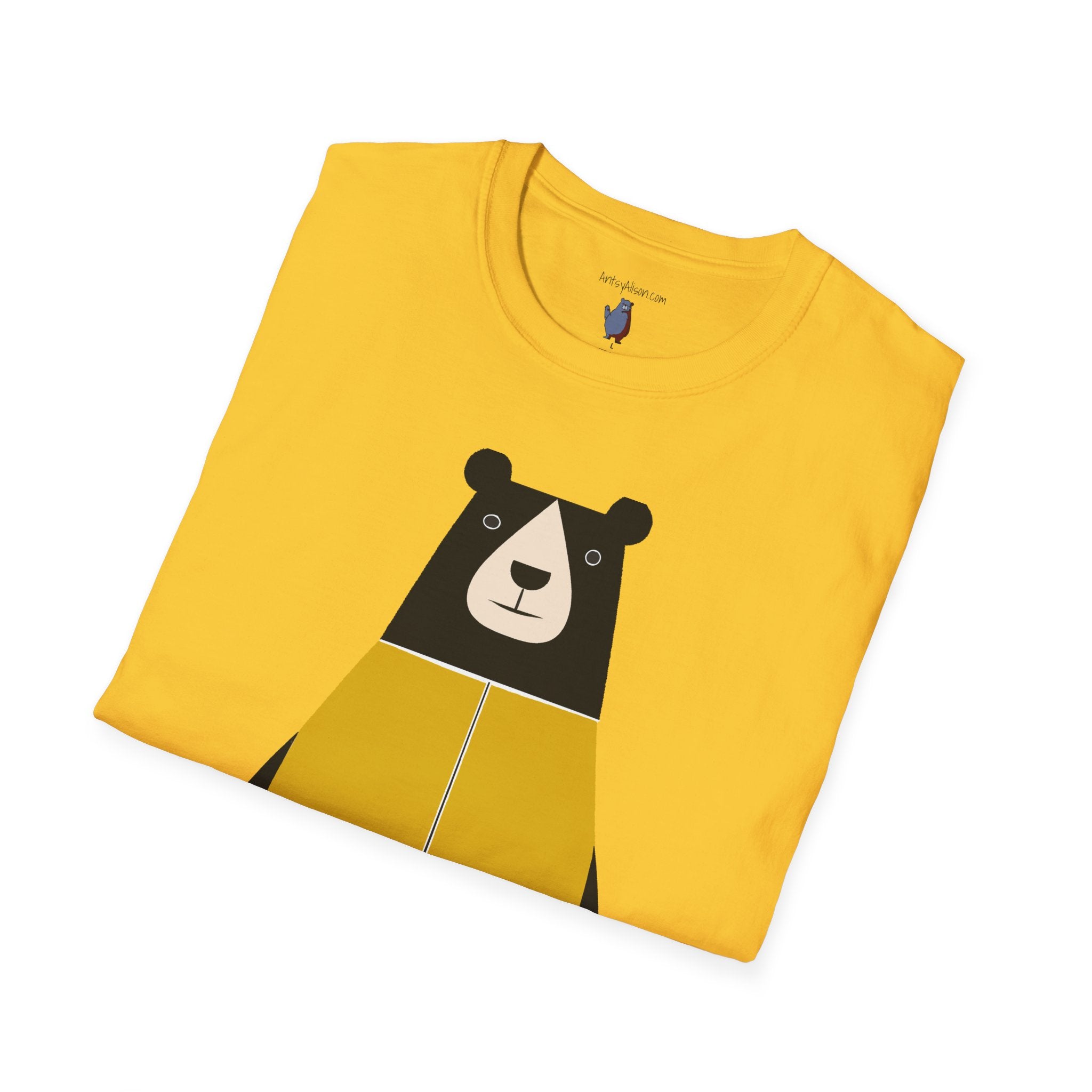 Bear in Yellow Graphic Art - 100% Cotton T-Shirt