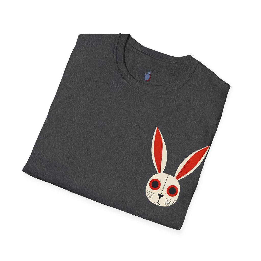 Midwest Modern Pop Iconic Bunny Head  - 100% Cotton Graphic Tee - animal lovers, bunny, rabbit, red, white