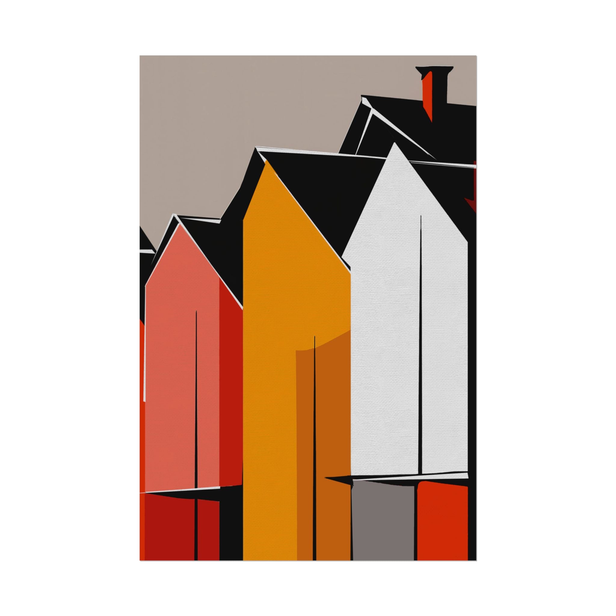 Mid Century Modern Inspired Houses Homes Art Print Rolled Poster | Wall Art, Midwest Mod, Prairie, Architecture